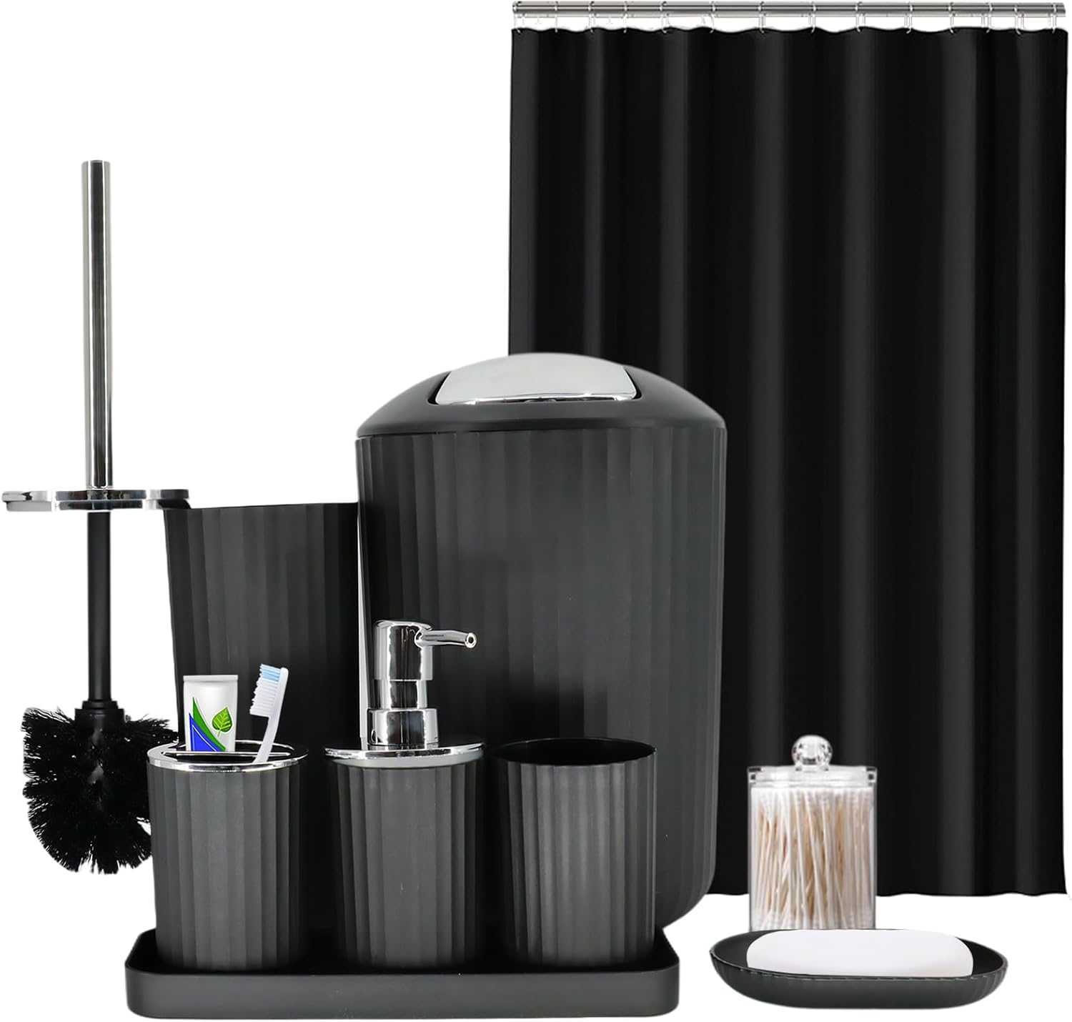 Complete Black Bathroom Set with Essential Accessories for Modern Bathrooms