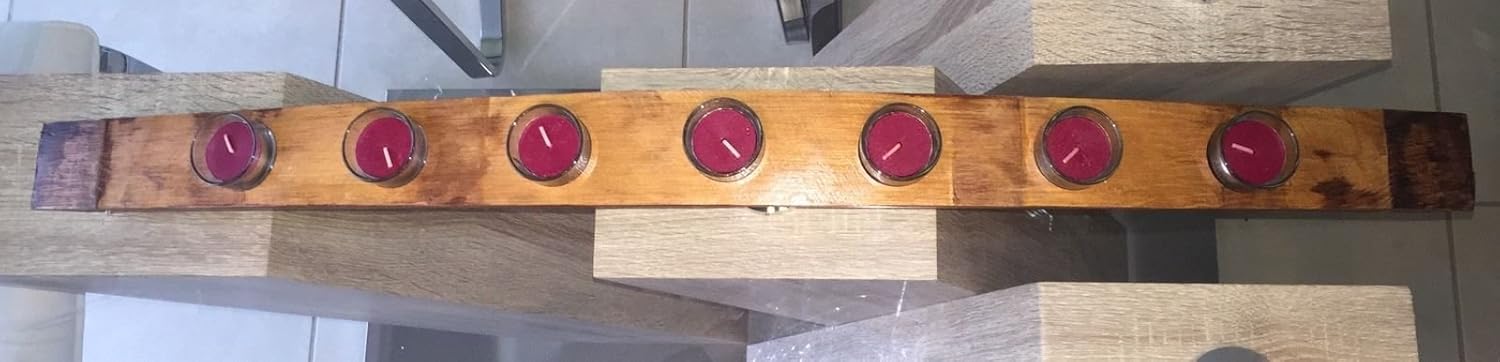 34-Inch Wine Barrel Stave Candle Holder Handmade Artisanal Candleholder with Glass Included