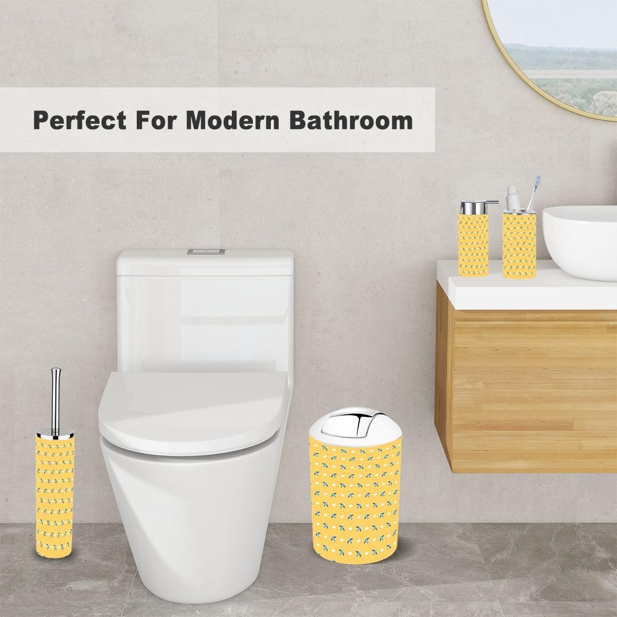 Exclusive Kids Cartoon Toothbrush Trash Accessory Set for Bathroom