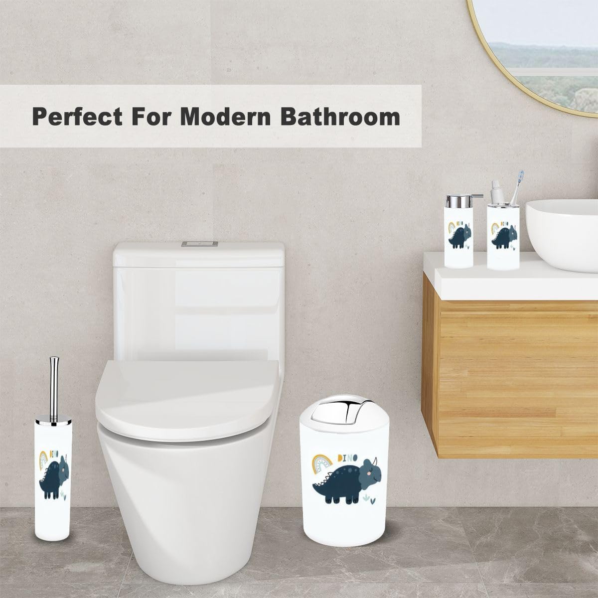 Cute Dinosaur Bathroom Accessory Set of 6