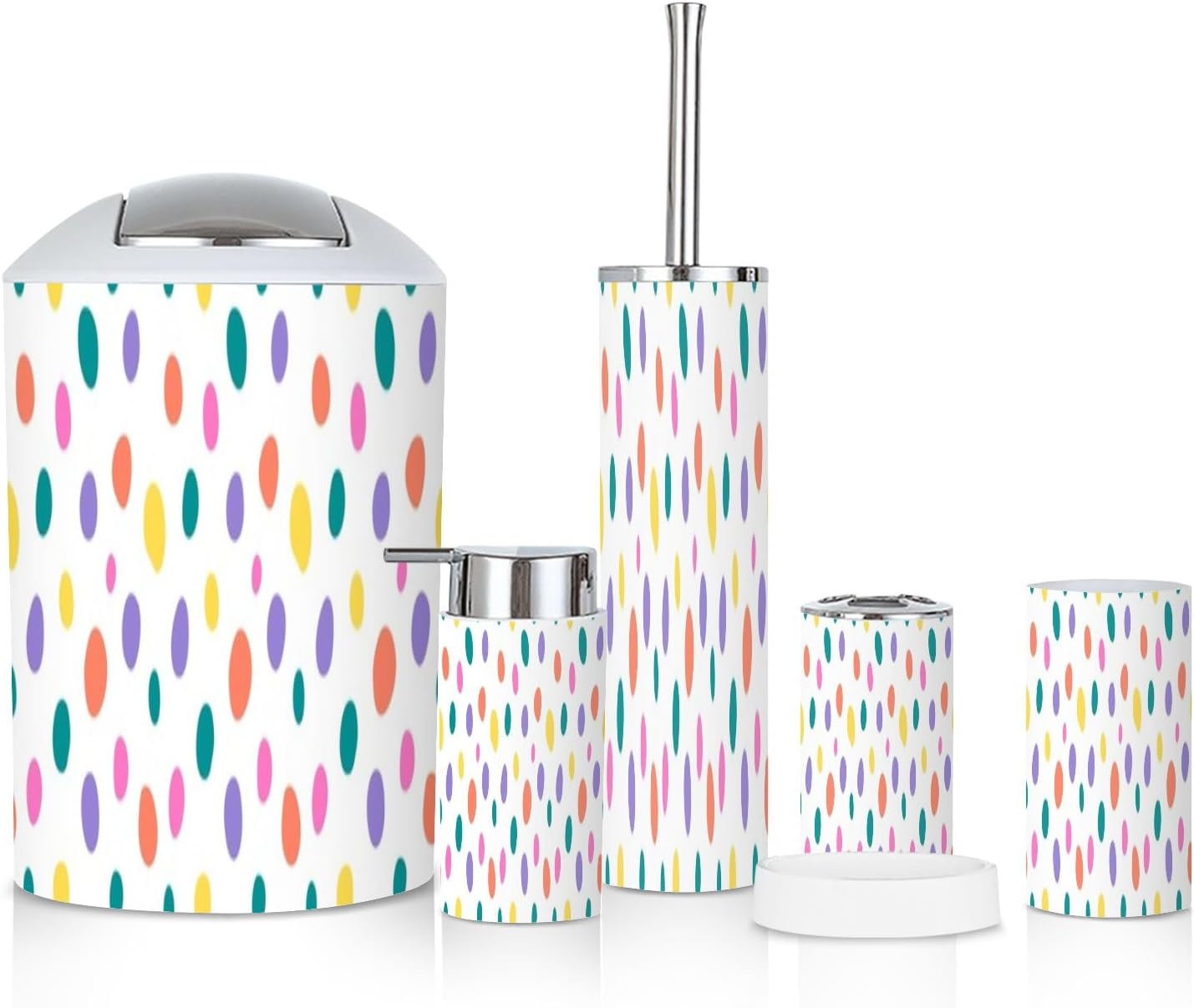 6 Piece Abstract Colorful Bathroom Accessories Set