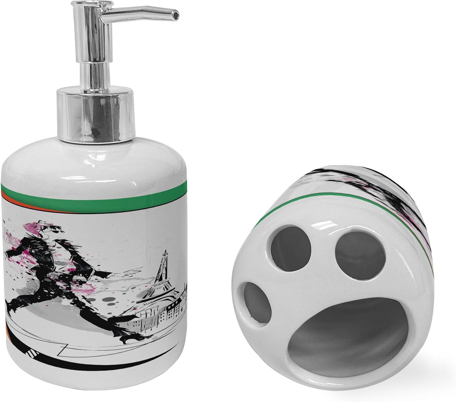 Eiffel Tower Toothbrush Soap Dispenser Set