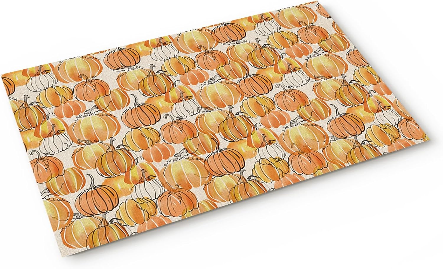 Thanksgiving Orange Pumpkin Welcome Mat Non Slip Absorbent Entryway Rug