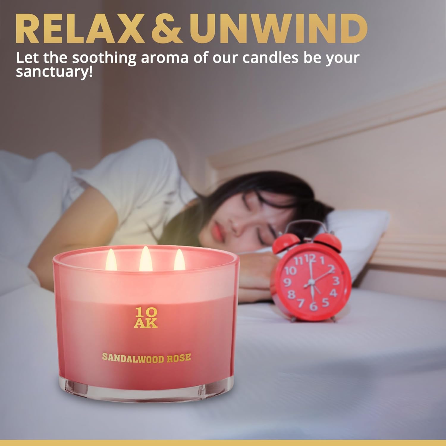 1OAK 3 Wick Sandalwood Rose Candle Luxury Candle for Home