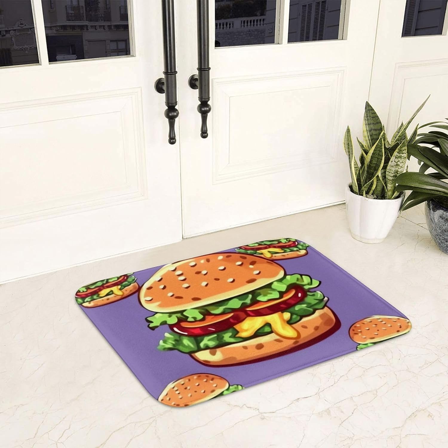 Cartoon Hamburger Welcome Door Mat For Entryway