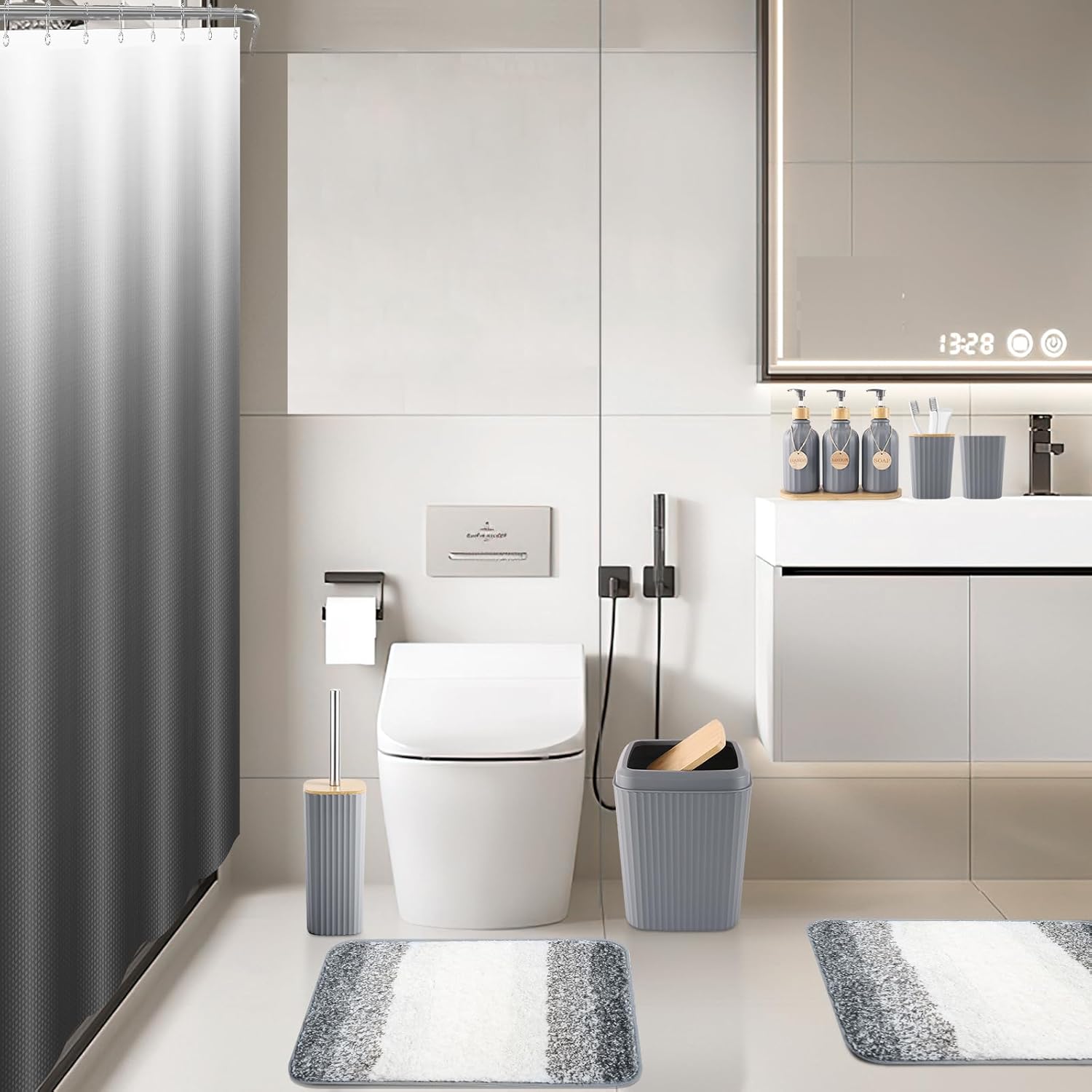 32-Piece Grey Bathroom Accessories Set