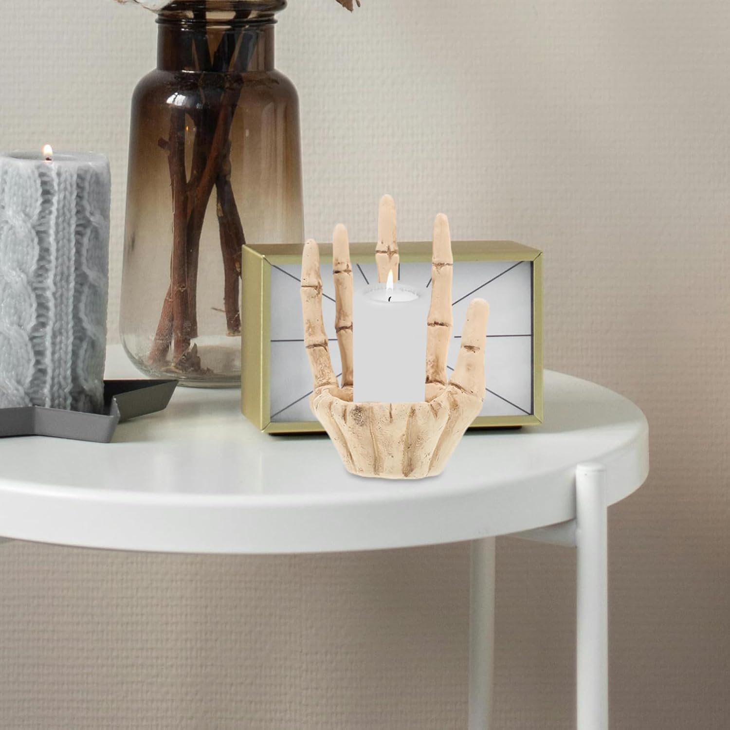 Gothic Skull Hand Candle Holder for Halloween