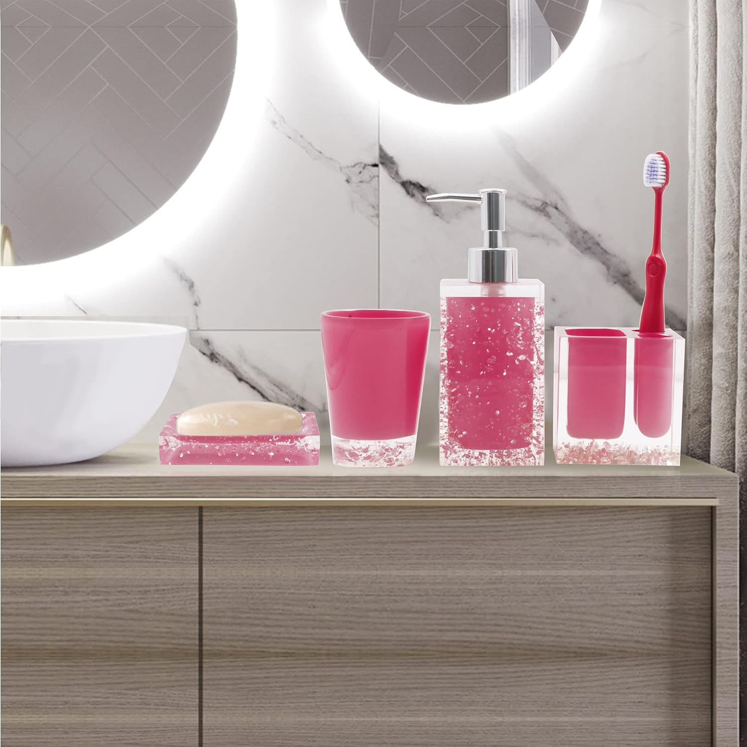 Complete bathroom care essentials set - LUANT Resin Toilet accessories 5 Piece Set