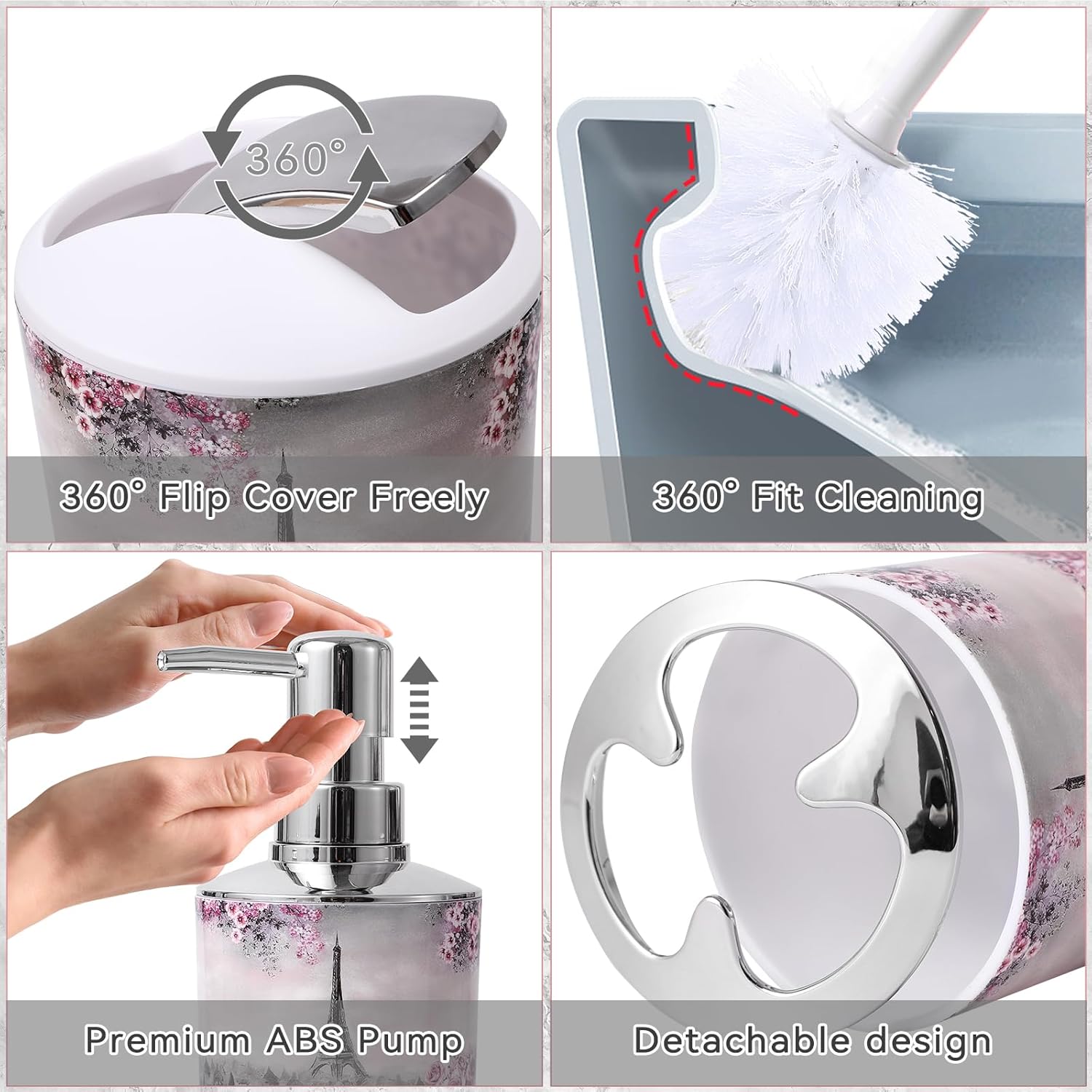 Complete 9-Piece Bathroom Accessory Set for Hygiene Comfort