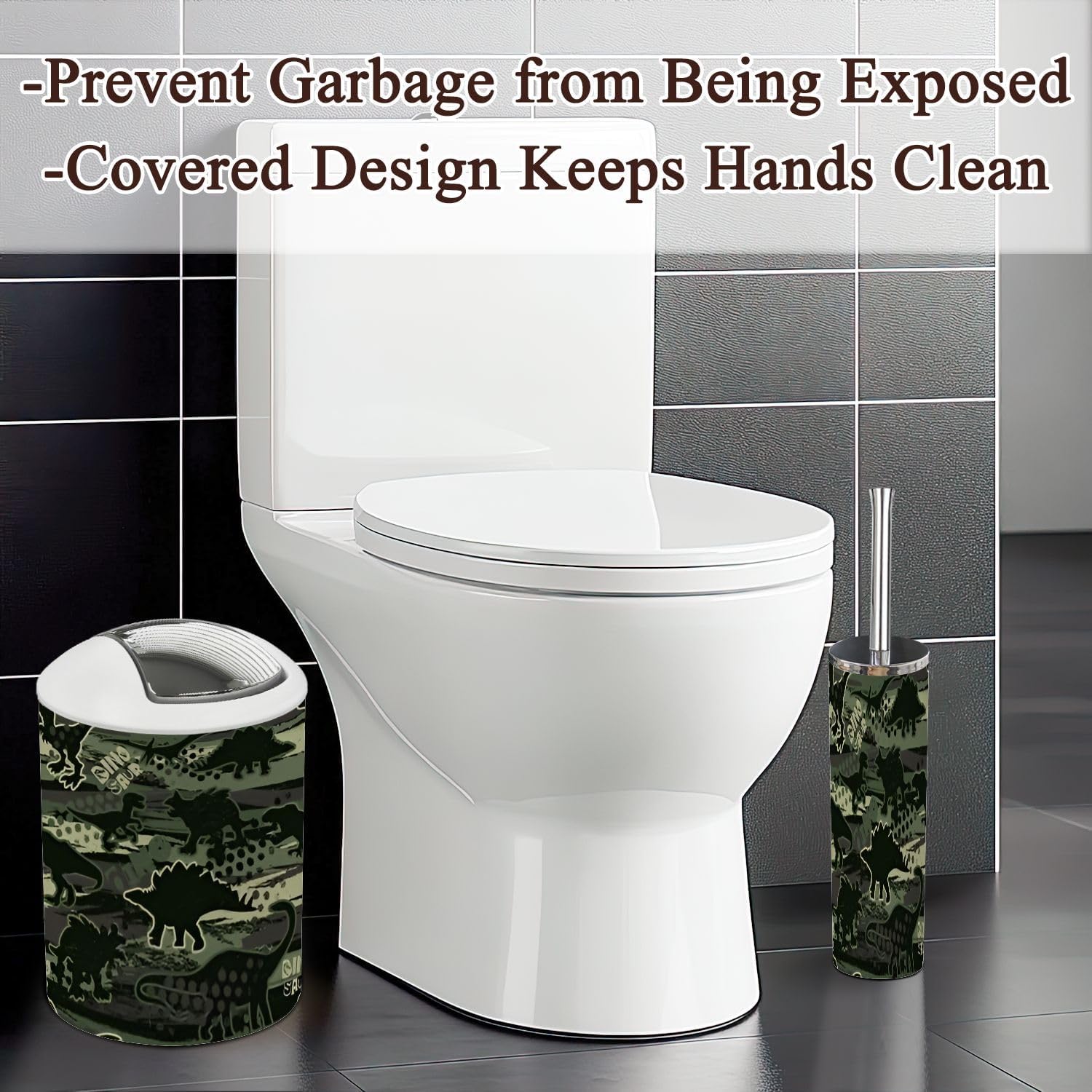 Bathroom Accessories Set 6 Pcs - Dino Pattern Design