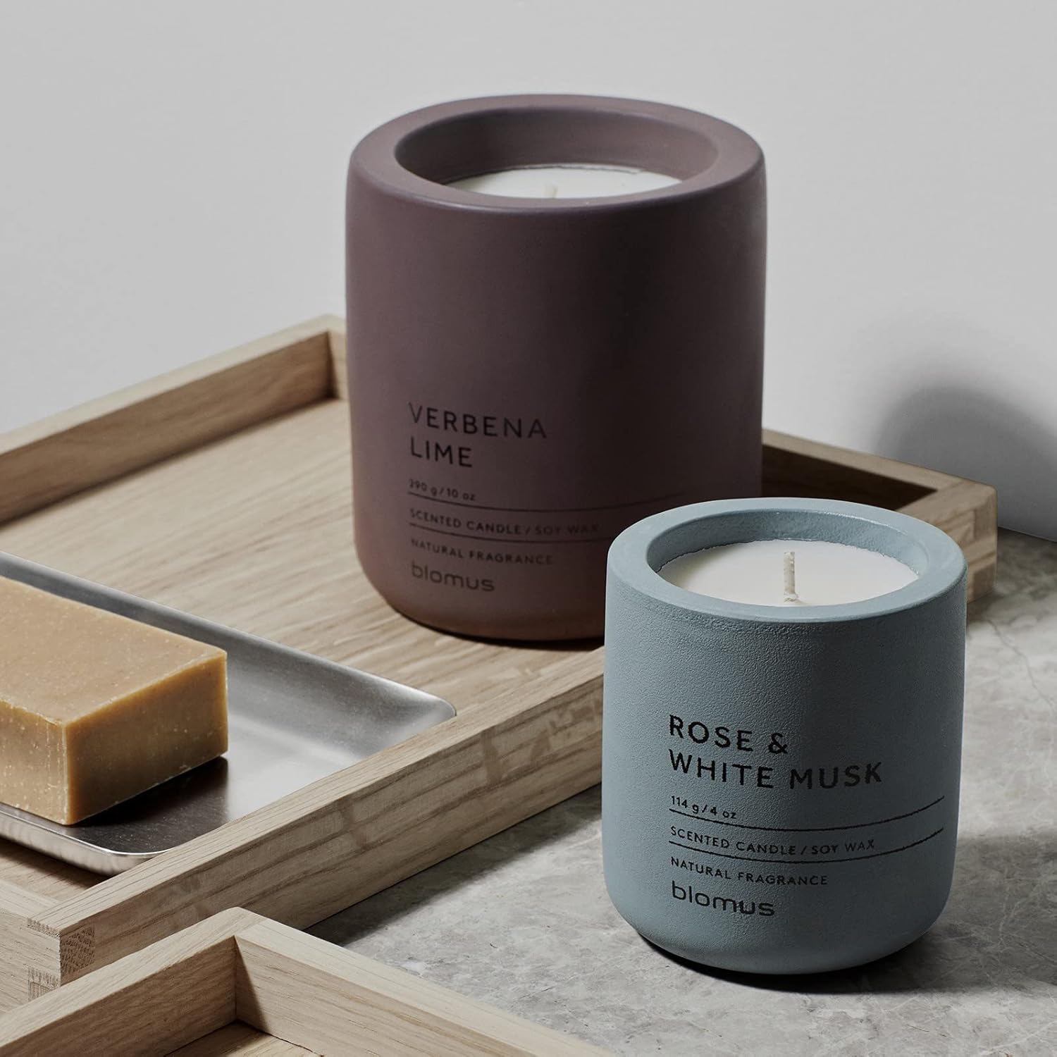 Blomus Fig Scented Jar Candle in Concrete
