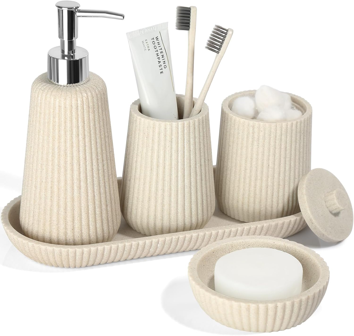 Beige Bathroom Accessories Set