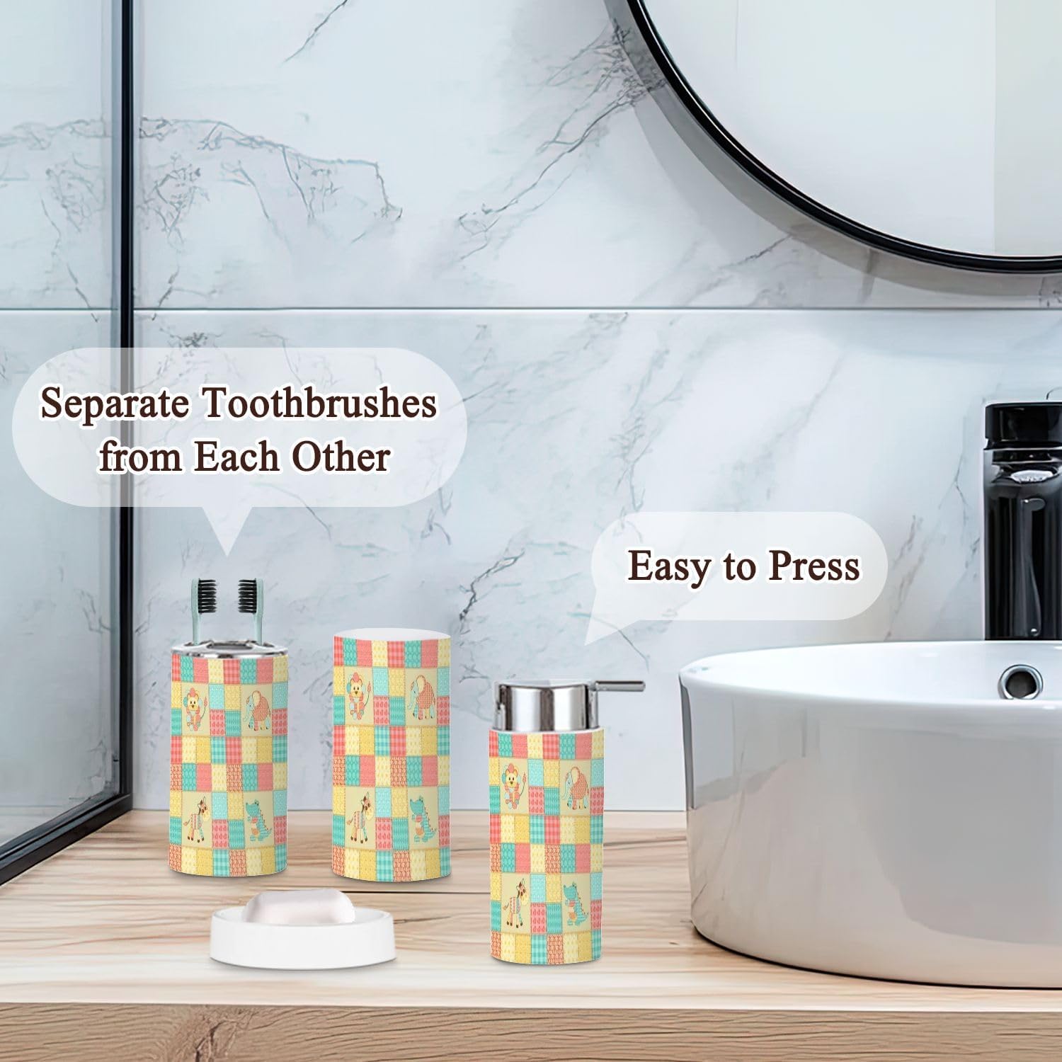 African Animals Bathroom Accessories Set 6 Pcs