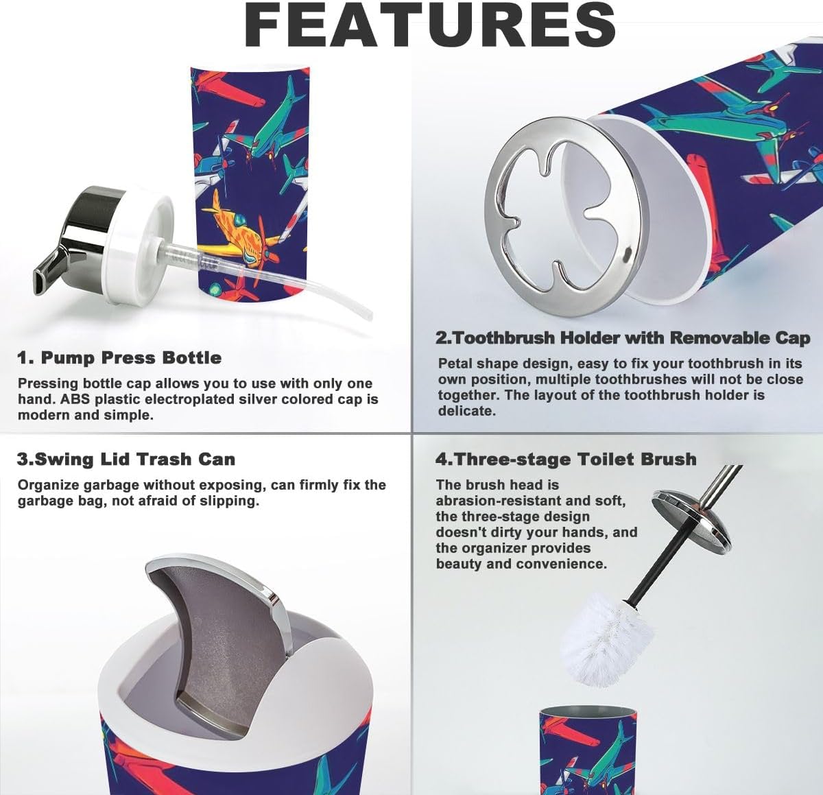 Stylish 6-Piece Bathroom Accessory Set for Clean Eco-Friendly Living