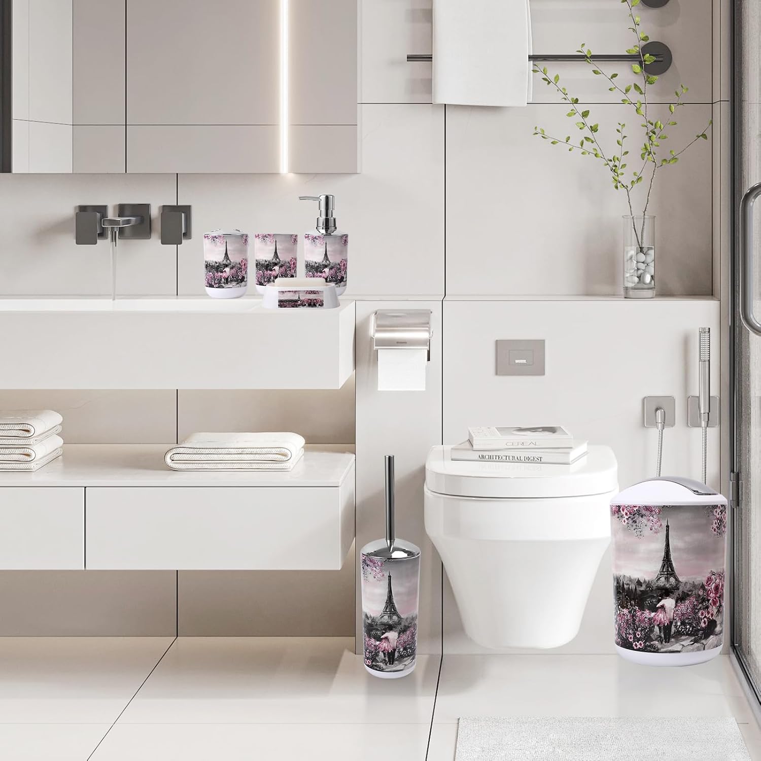 Complete 9-Piece Bathroom Accessory Set for Hygiene Comfort