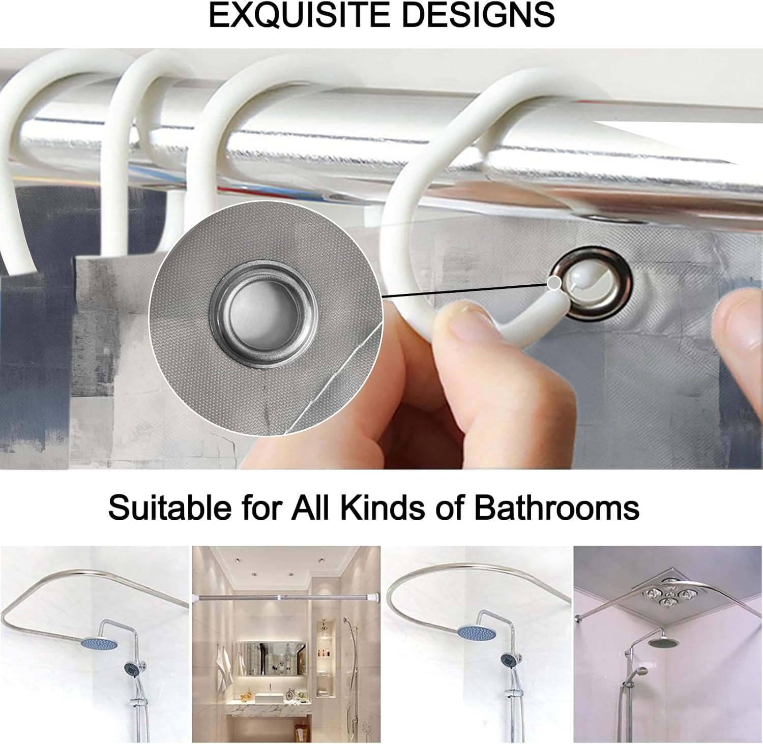 Lnond 4Pcs Bathroom Curtain Set with Rugs and Accessories