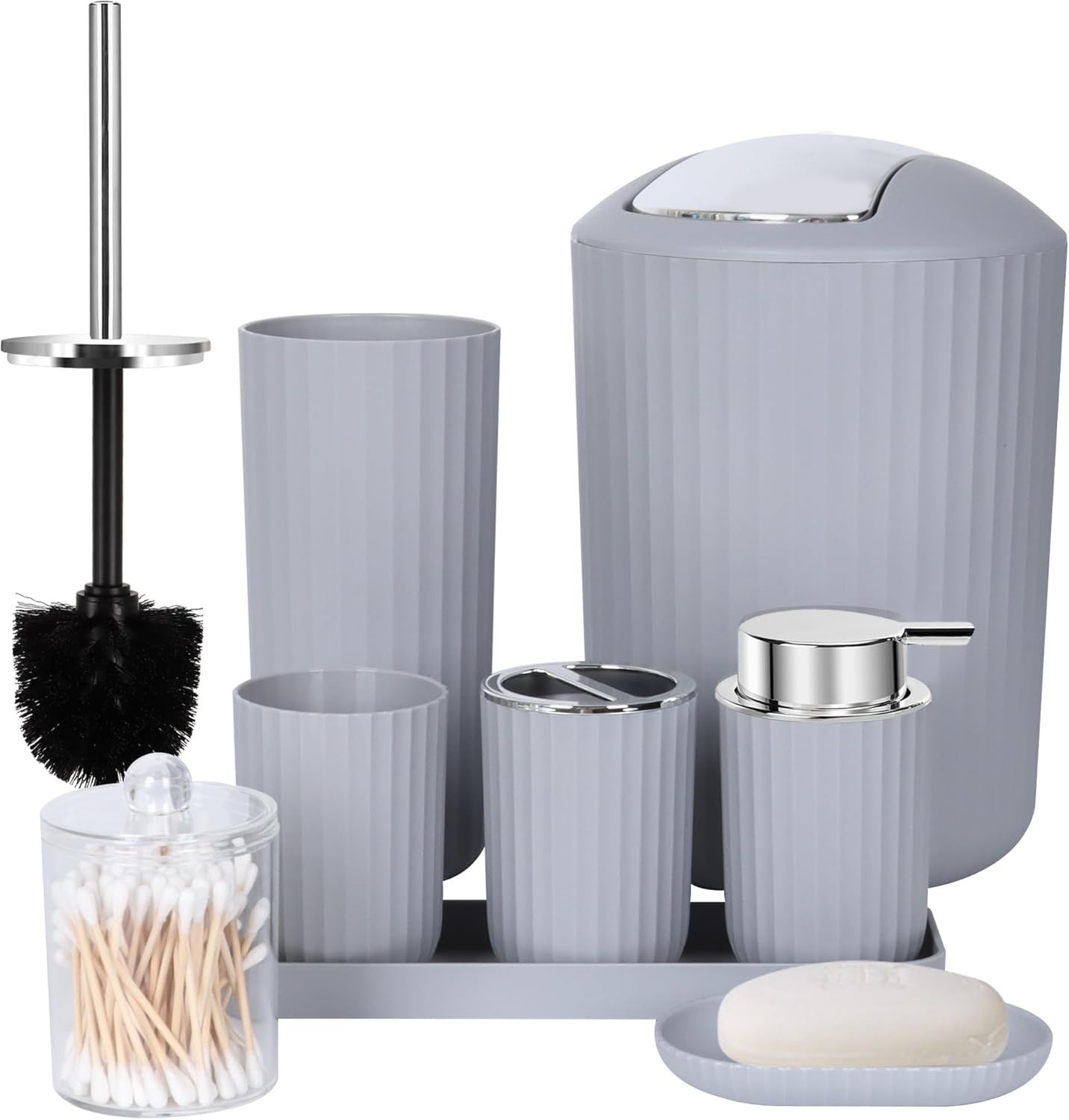 FEILANDUO 8 Piece Bathroom Accessory Set Gray