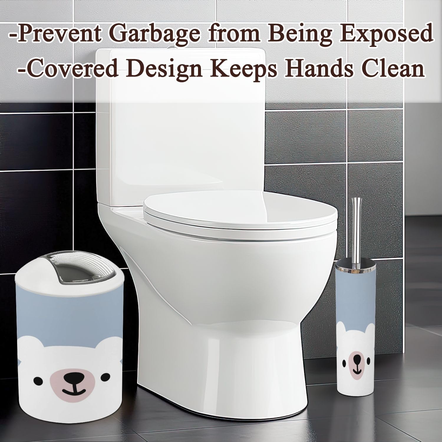 Cute Animal Wall Art and 6-Piece Bathroom Set for Kids