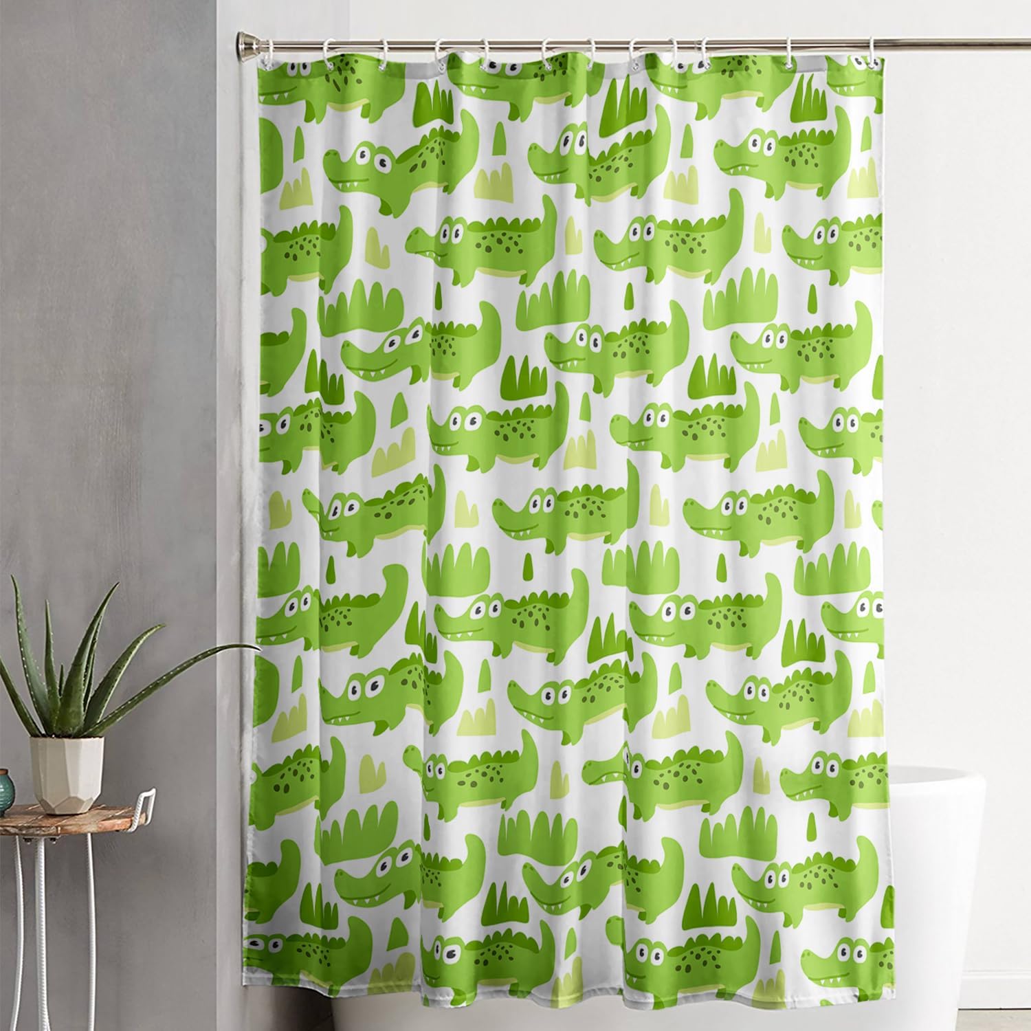 AILONEN Cute Crocodile Shower Curtain Set for Kids Boys 60 Wx72 H