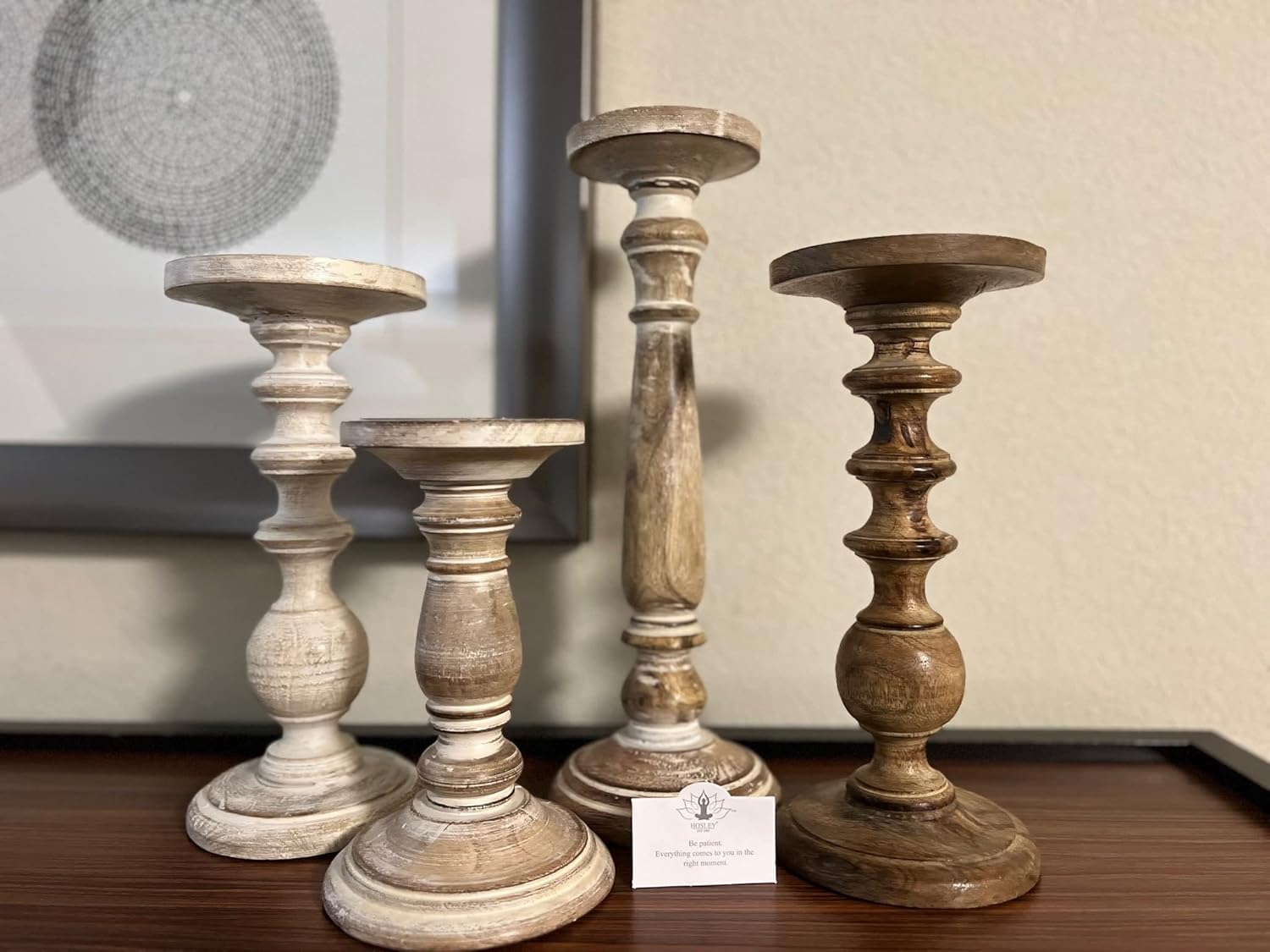 Hosley 8 Inch High Wood Candle Holder for Pillar Wax Candles