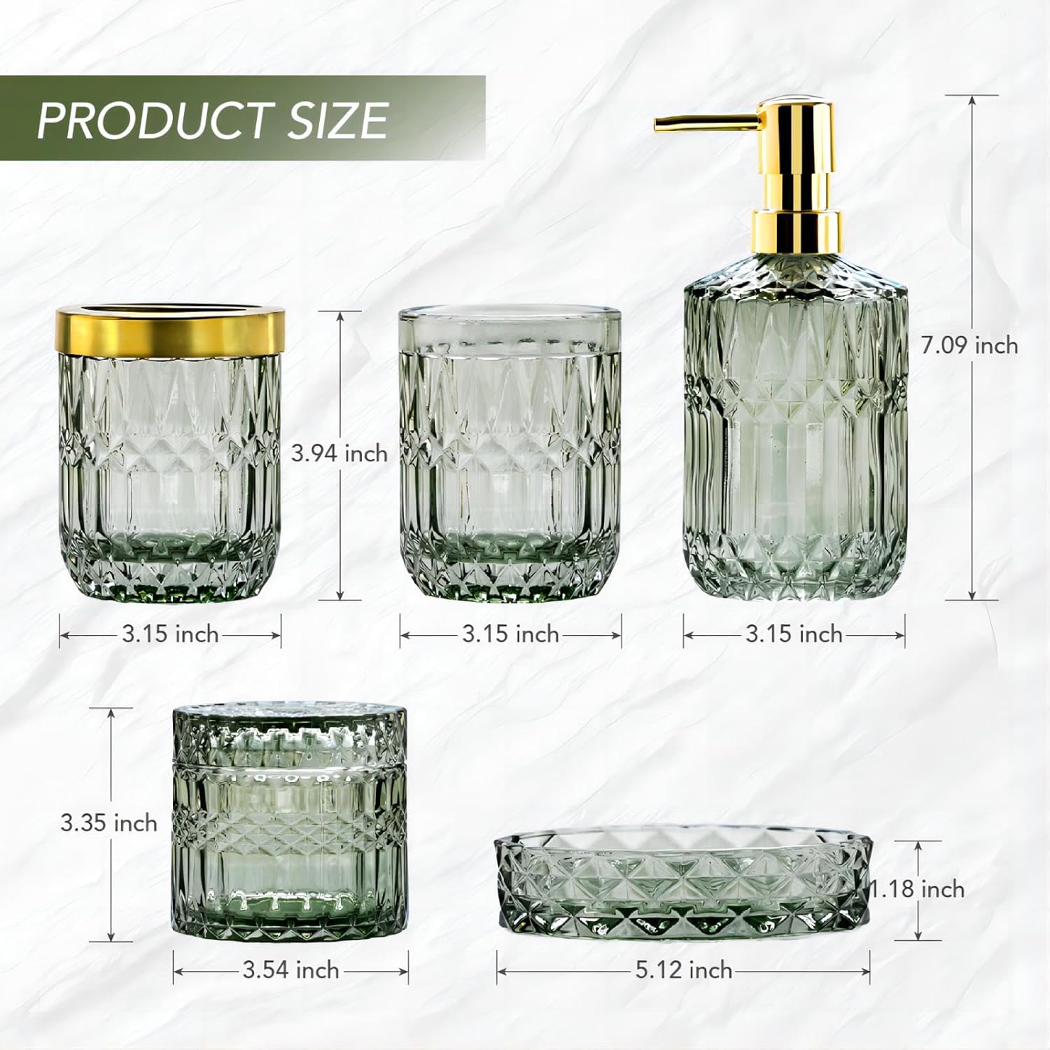 Stylish Glass Bathroom Set 5 Pcs for Home or Gift