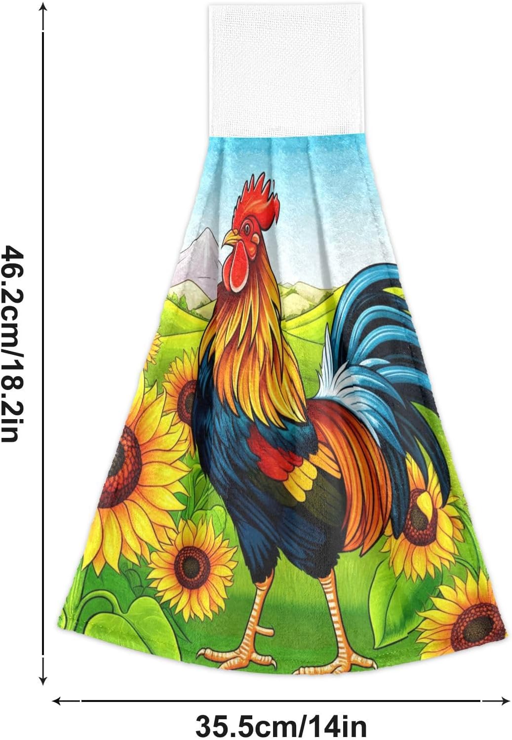 Super Soft Quick Dry Cartoon Rooster Sunflower Bathroom Towels Set of 2