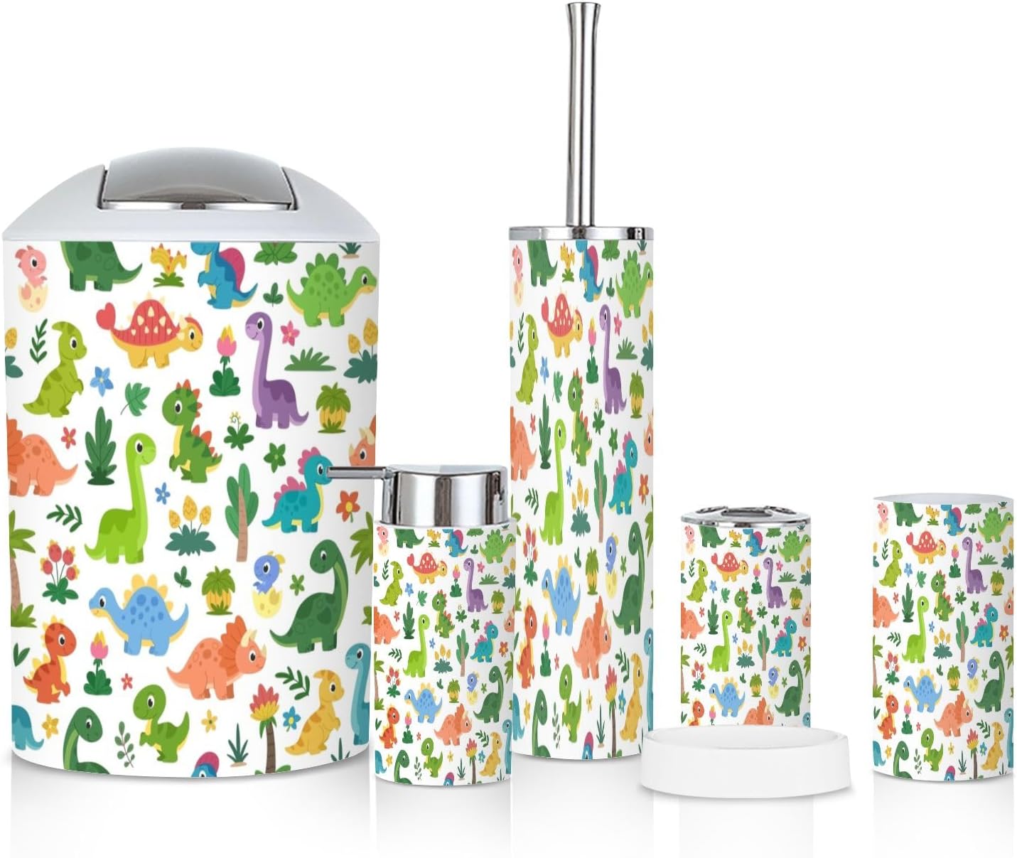 Unique 6-Piece Cartoon Dinosaur Bathroom Set for Kids