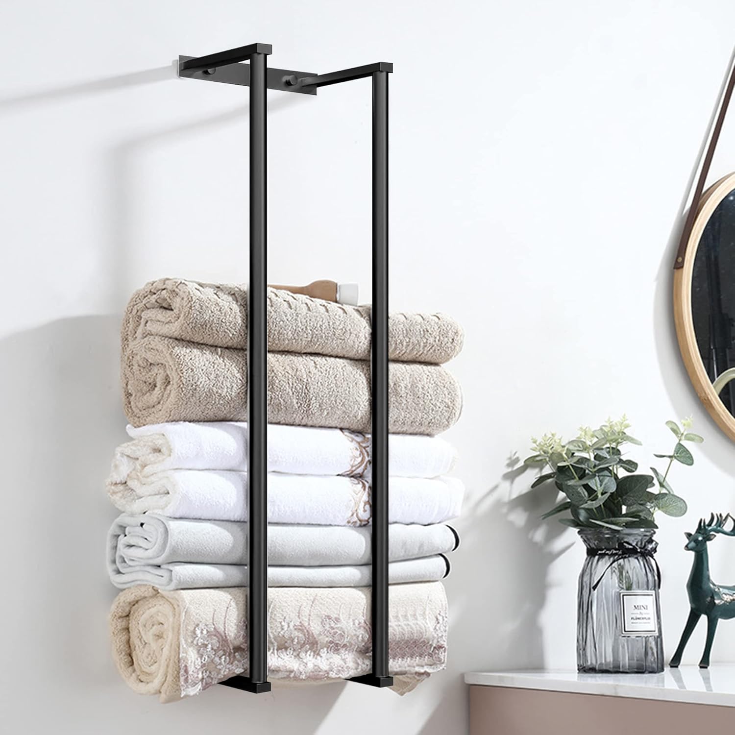 Space-Saving Wall-Mount Towel Holder for Bathrooms
