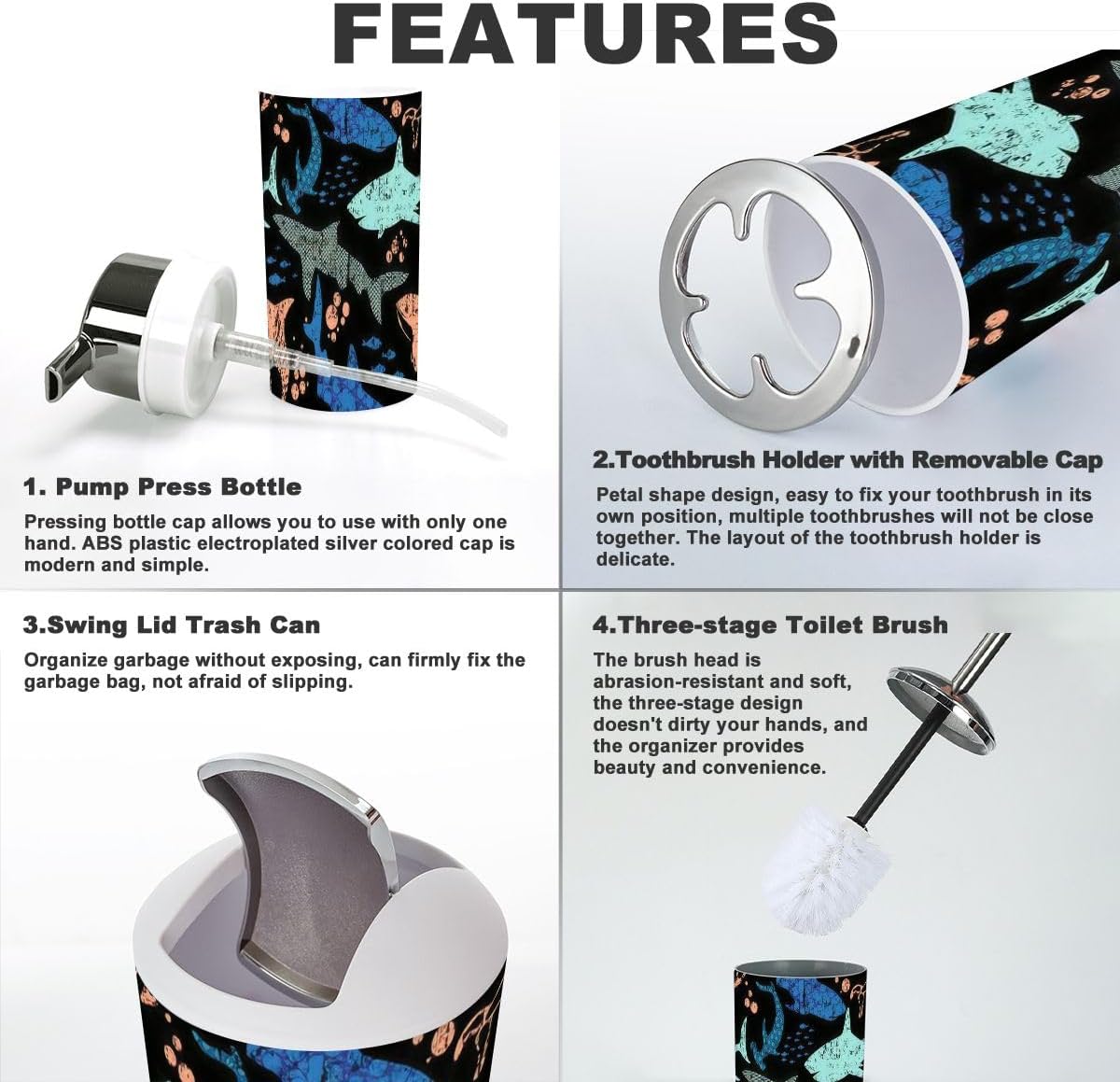 Bath Accessory Set for Boys Girls Modern Design