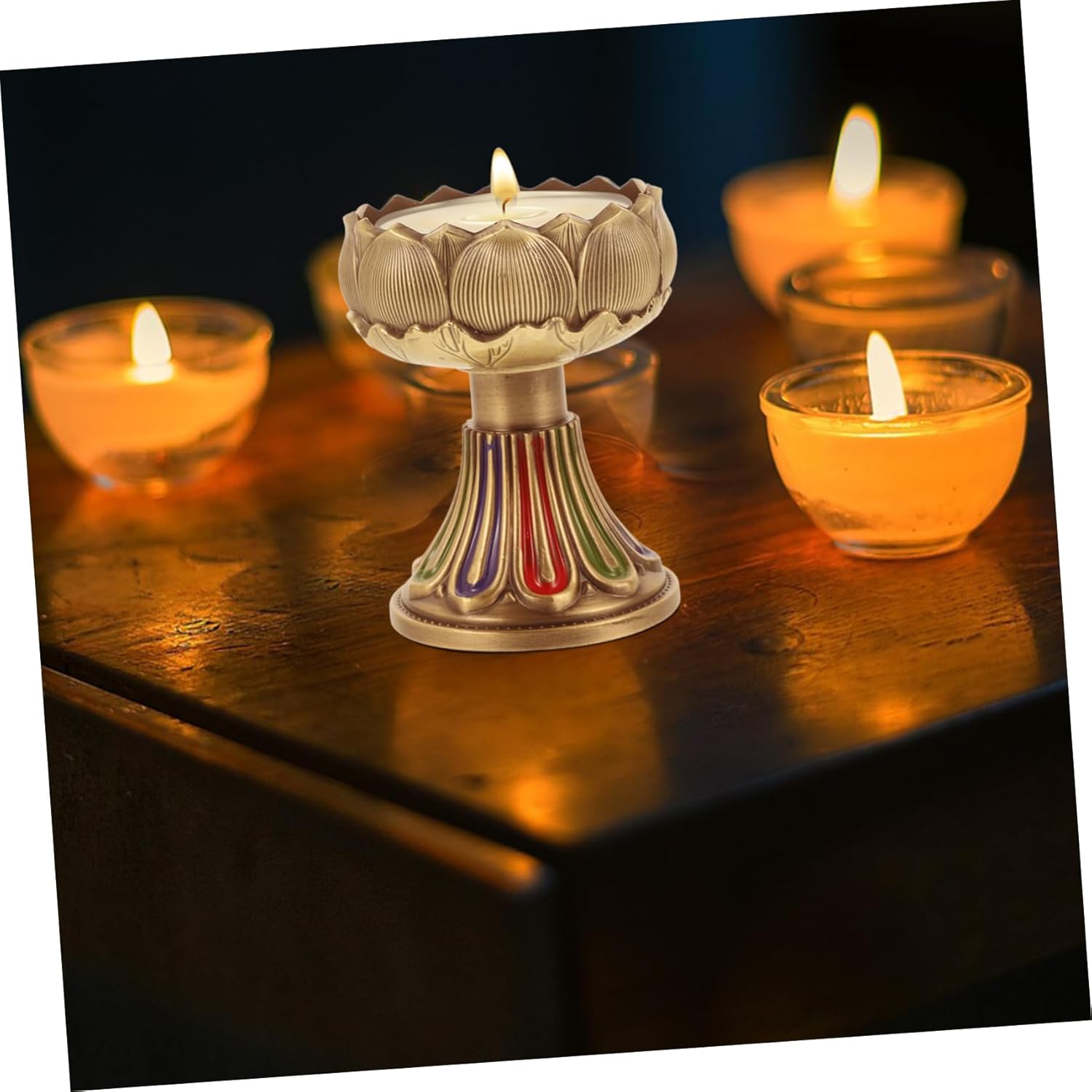 Buddhist Lotus Tea Light Candle Holder for Altar and Temple