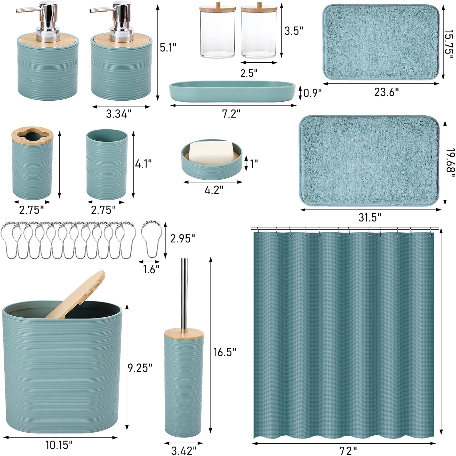 XLHOMO Light Blue Bathroom Accessories Set 25PC