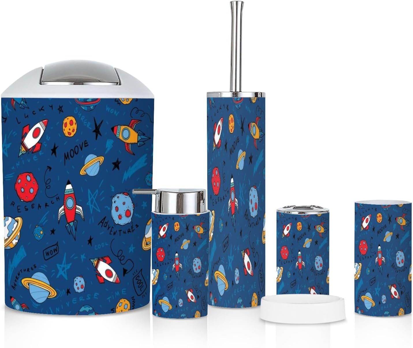 Cartoon Space Bathroom Accessories Set 6 Piece