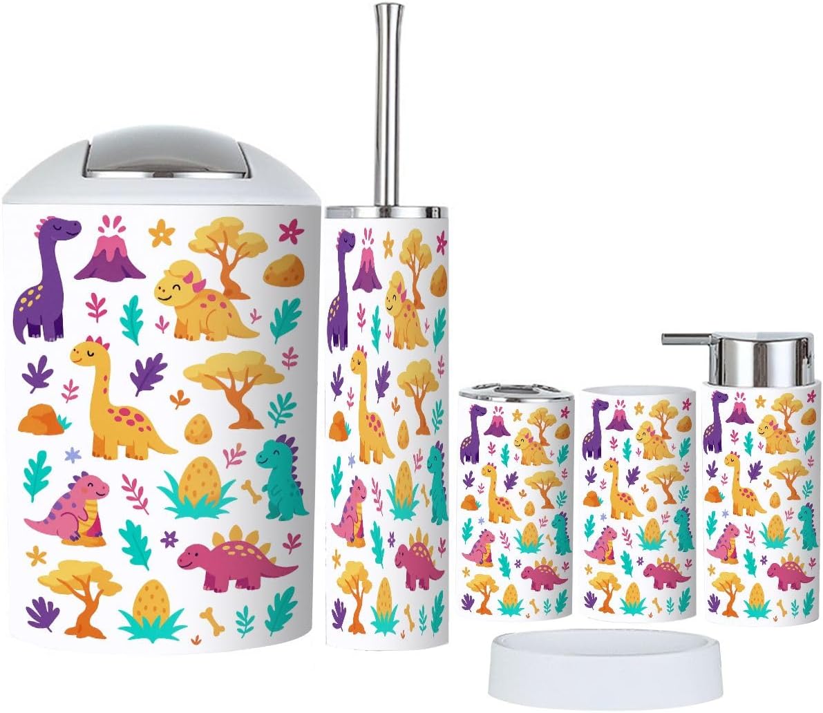 Cute Dinosaurs Trees Bathroom Accessory Set