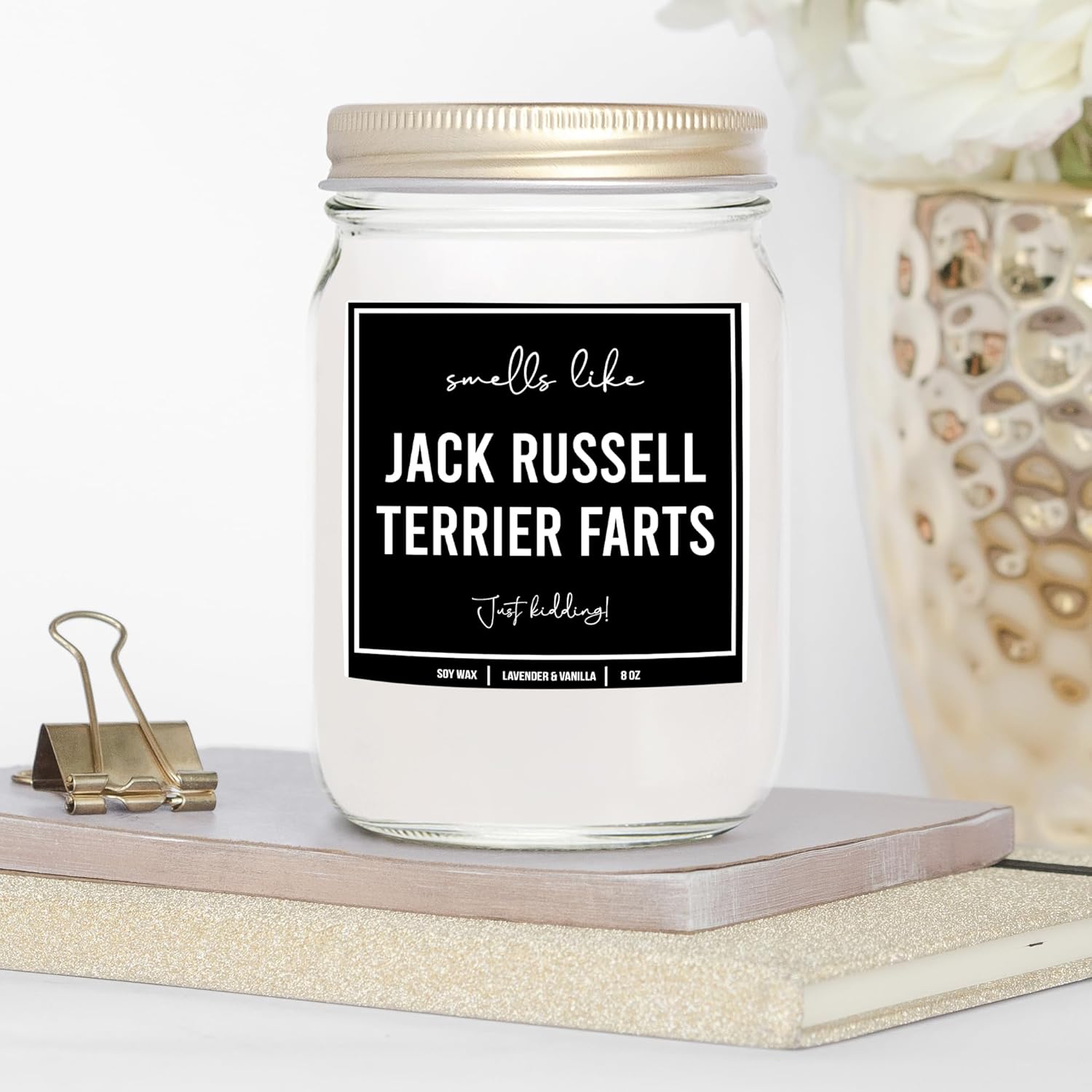 Jack Russell Terrier Candle 8oz Mahogany