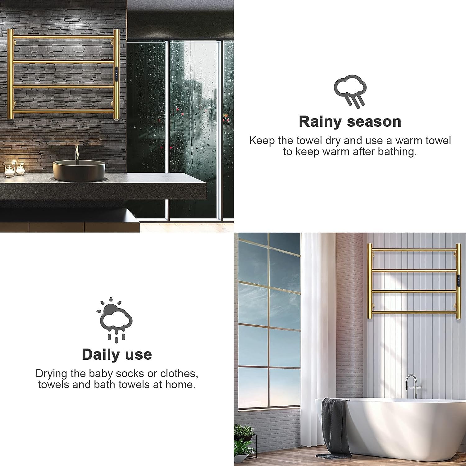 MEIJIELUO Heated Towel Rack for Bathroom Wall-Mounted