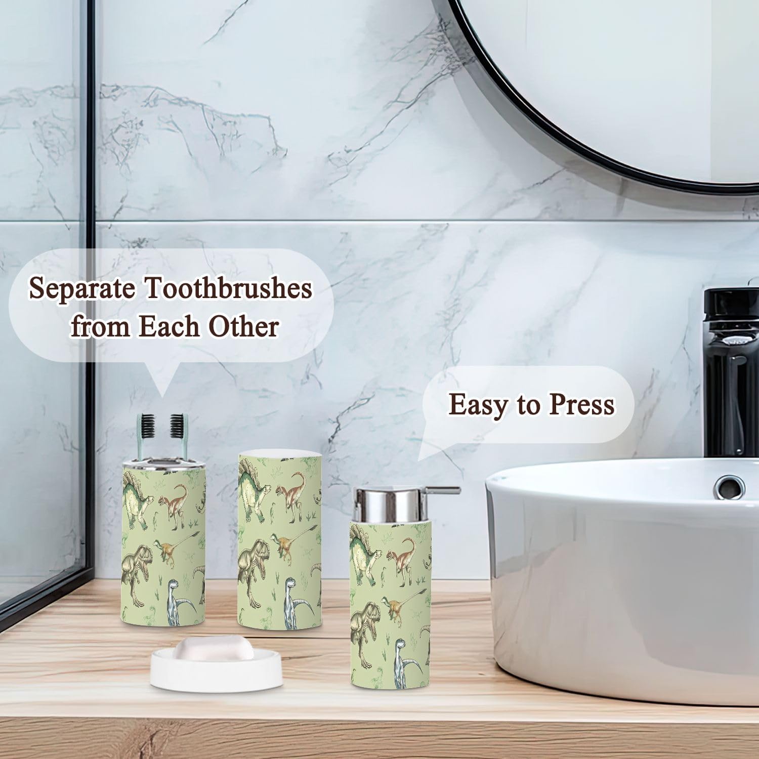 Dinosaur Pattern Bathroom Accessories Set 6 Pcs vol II