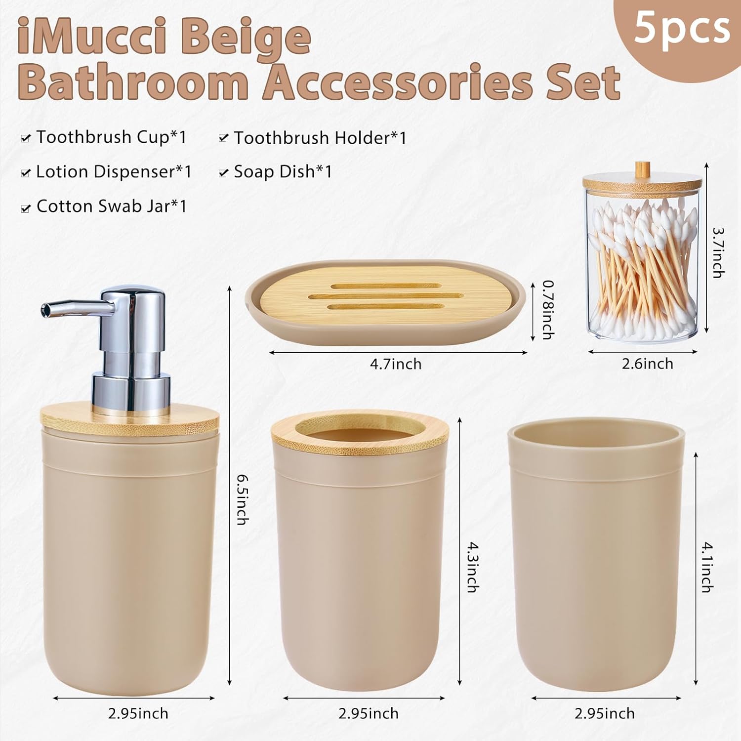 iMucci 5 Piece Bathroom Accessories Set