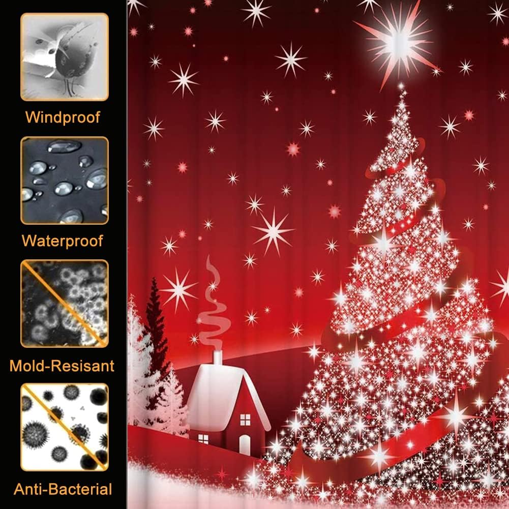 Smaroll Christmas Shower Curtain Set with Rugs