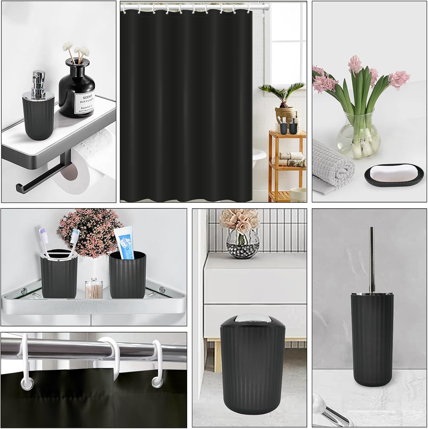 Complete Black Bathroom Set with Essential Accessories for Modern Bathrooms