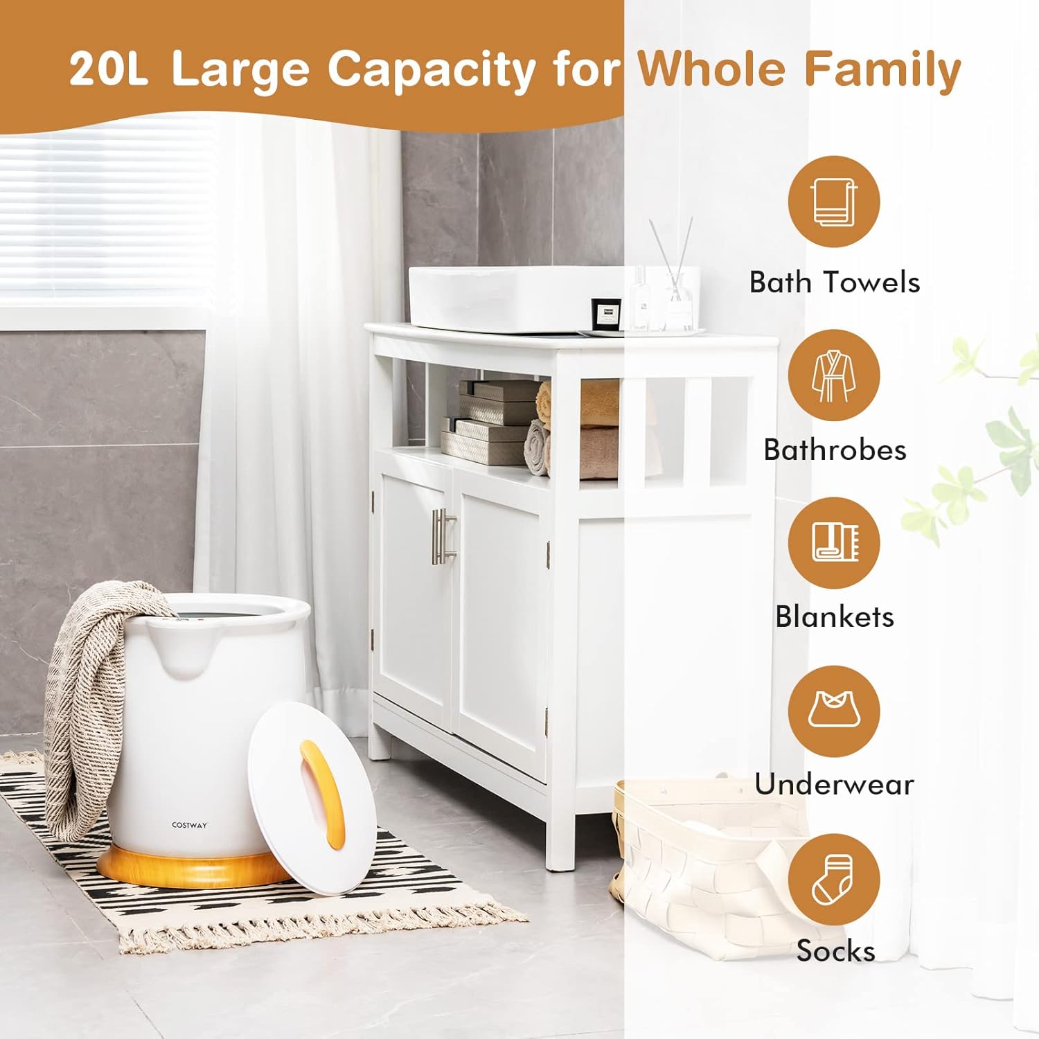 Costway Bucket Towel Warmer With Fragrance Holder