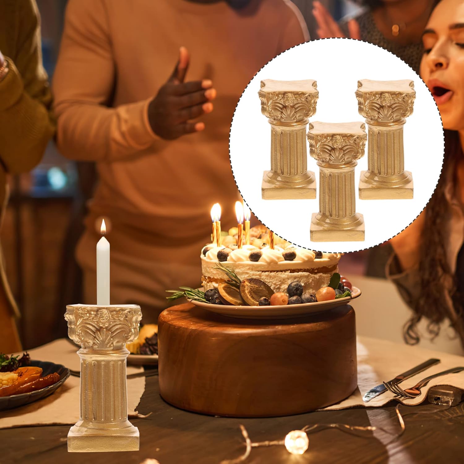 Happyyami Roman Columns 3 piece Candlestick Holders made of Resin