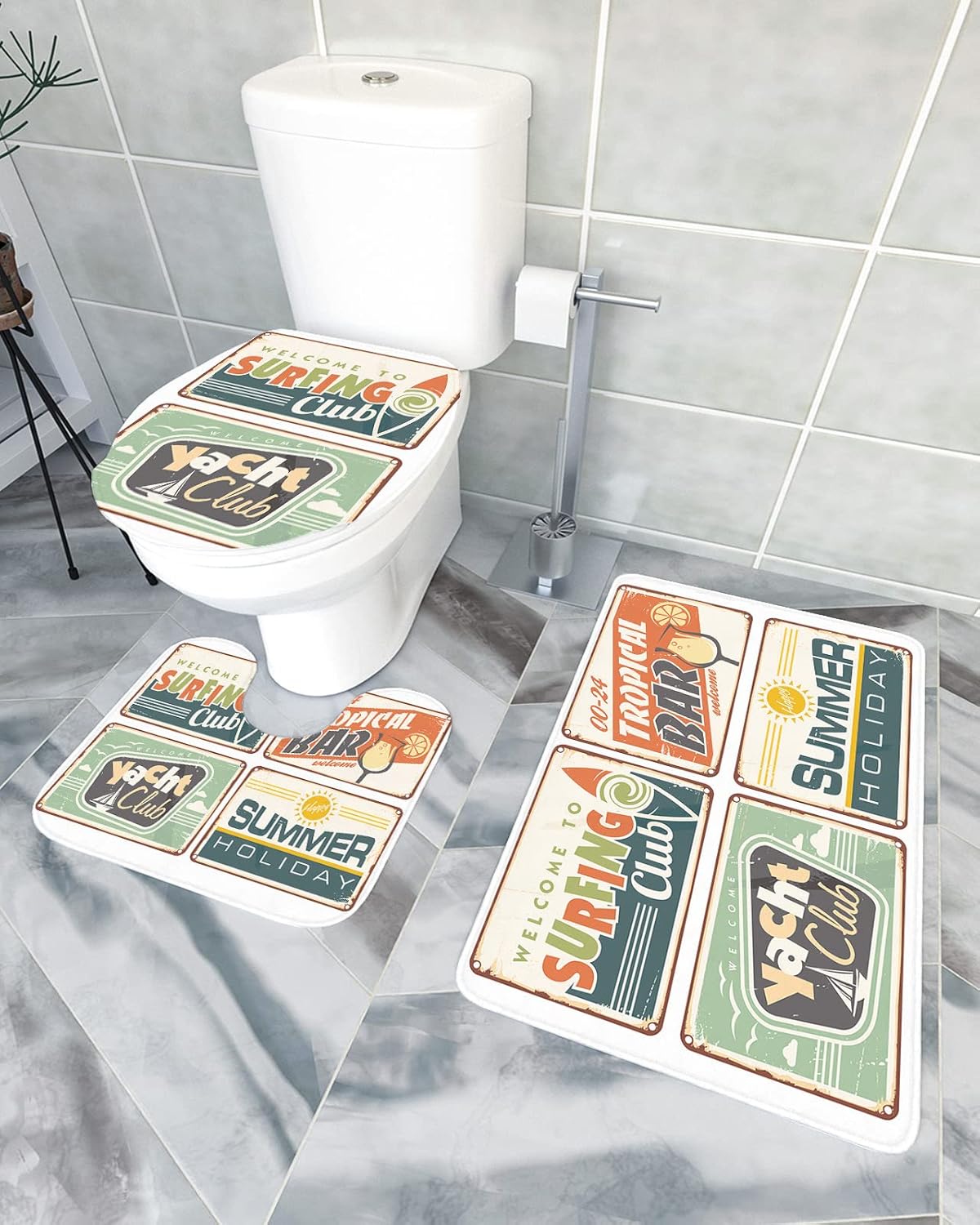 YESOF66 3 Piece Bathroom Rug Set with Non-Slip Mats