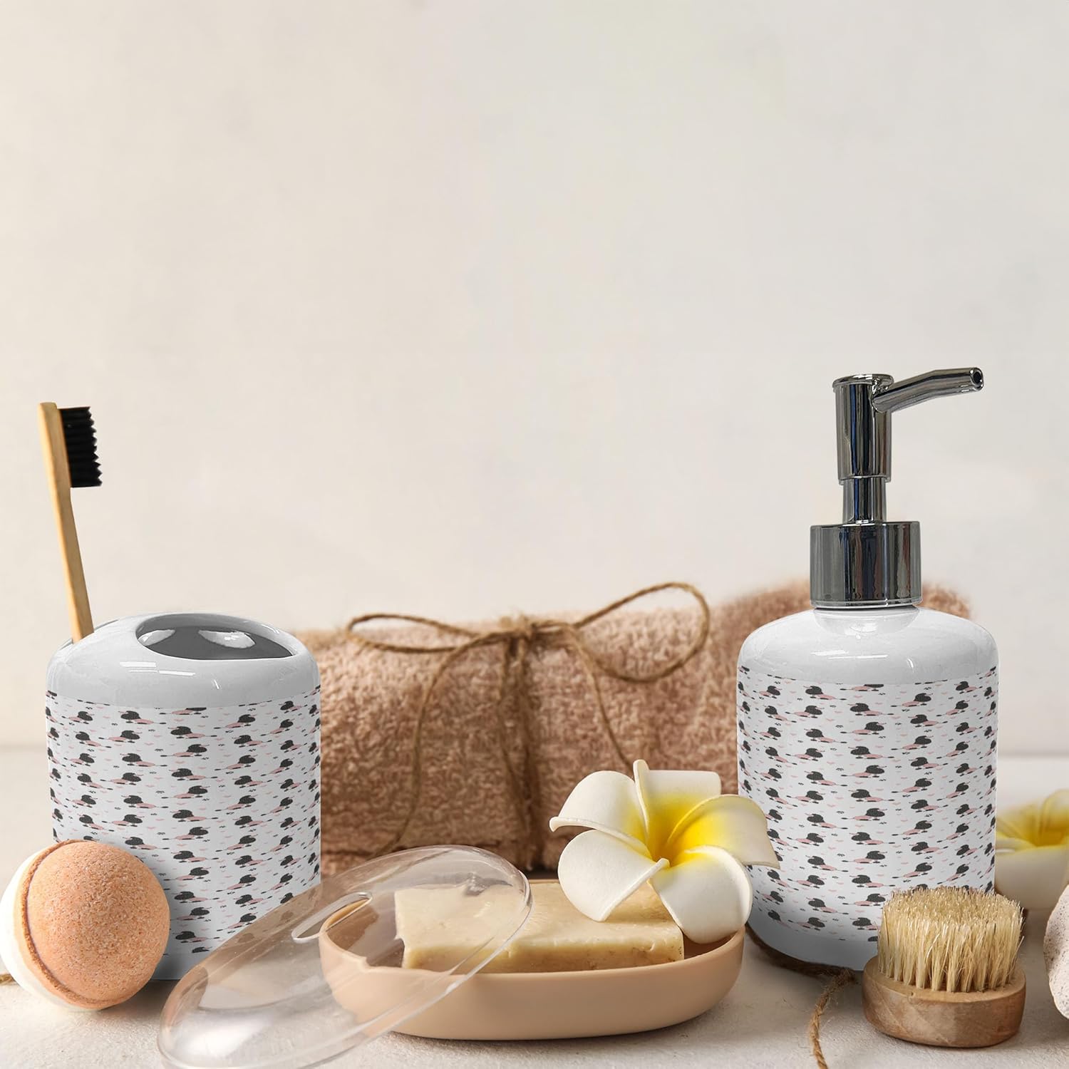Ambesonne Cartoon Dispenser Set