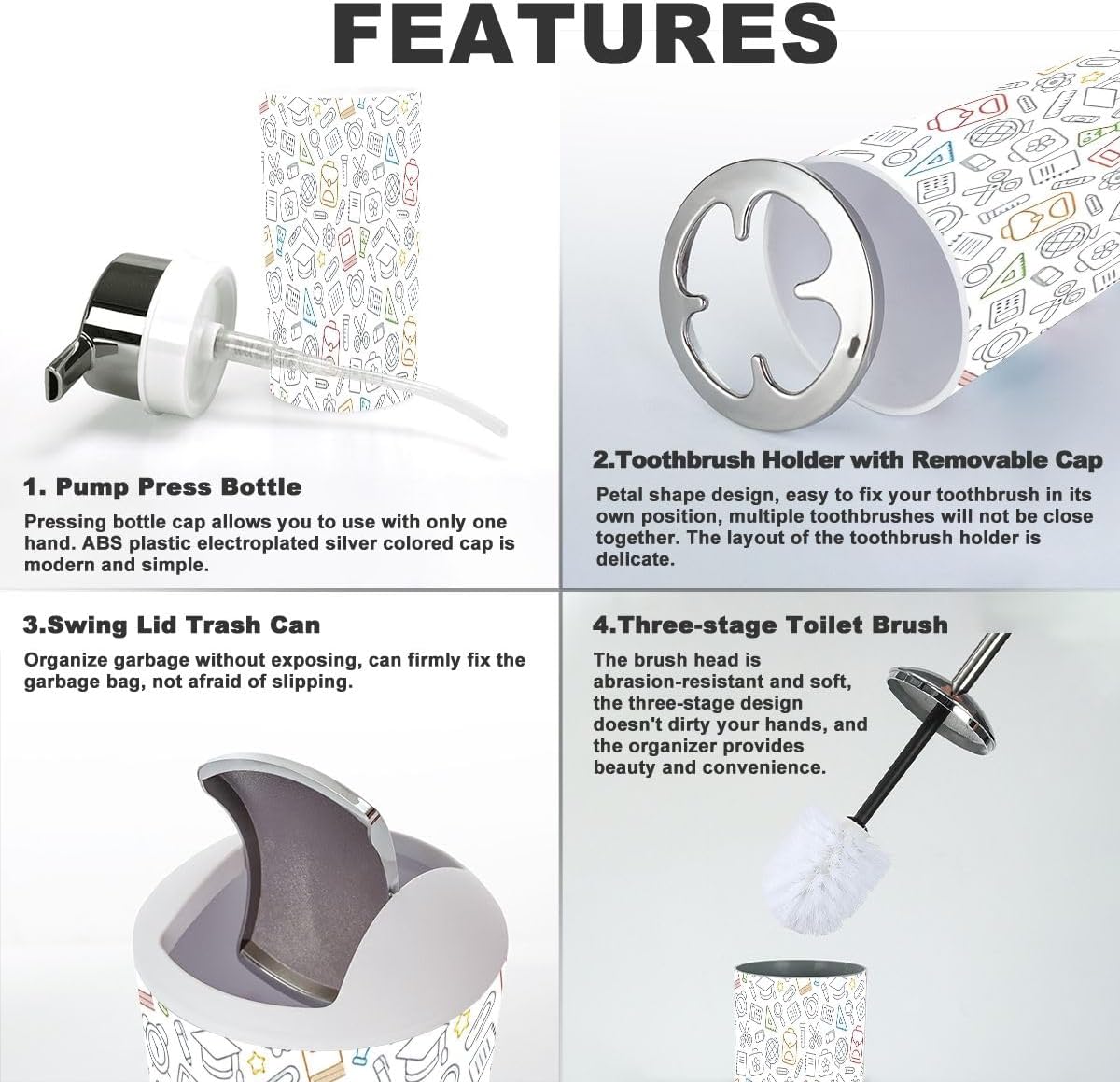 Stylish 6-Piece Bathroom Organizing Set