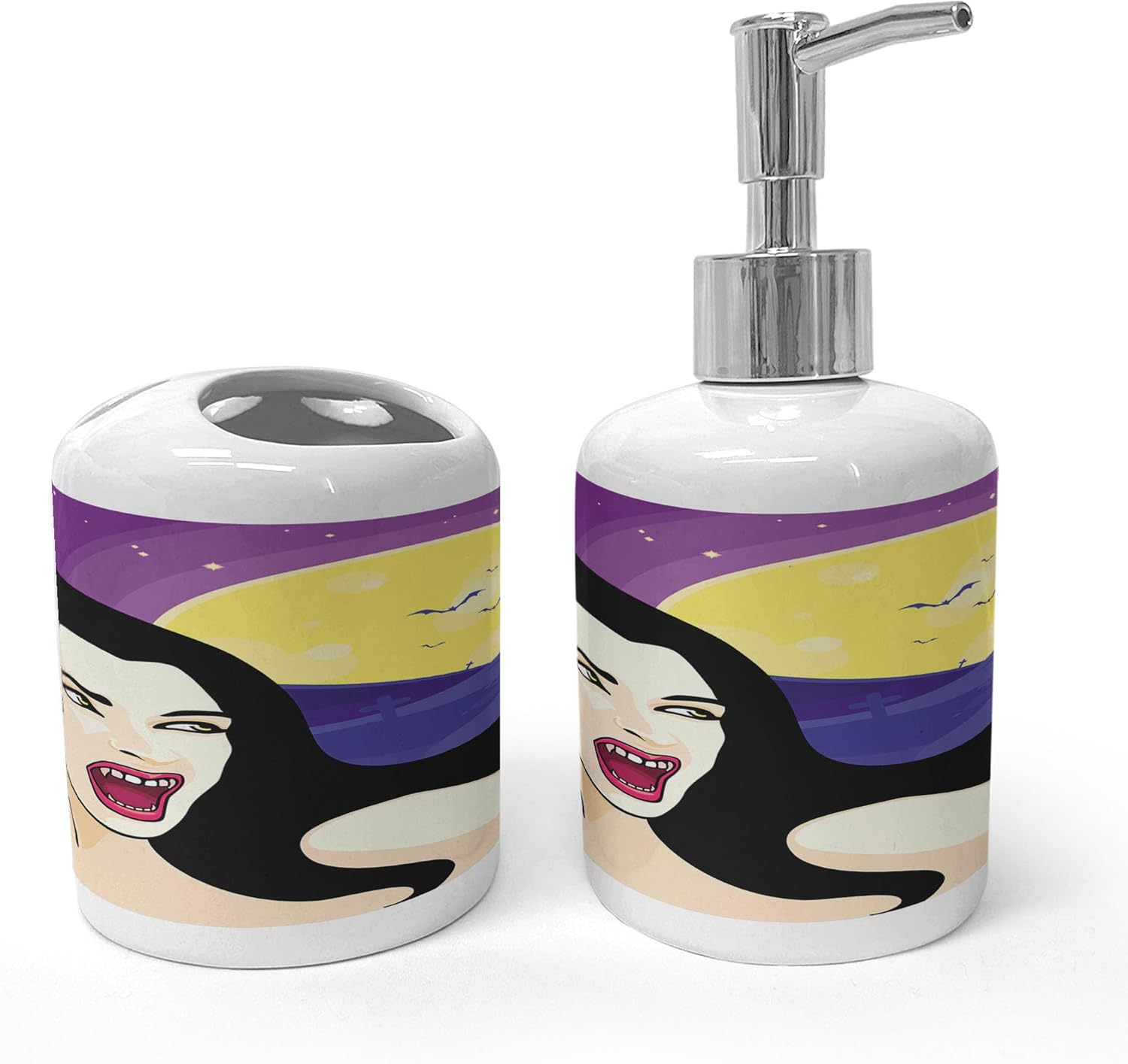 Halloween-themed set for bathroom organization