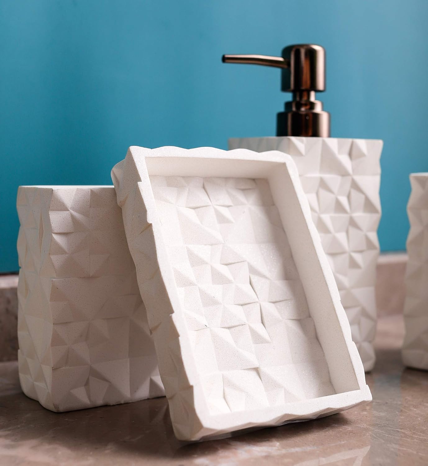 Nestled Pure Resin 4-Piece Bathroom Accessories Set for Luxurious Style