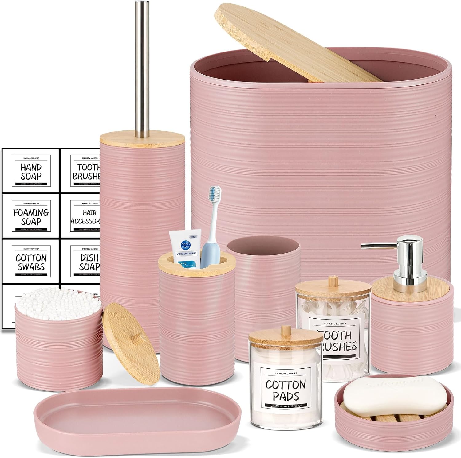 IMAVO 11Pcs Pink Bathroom Accessory Set