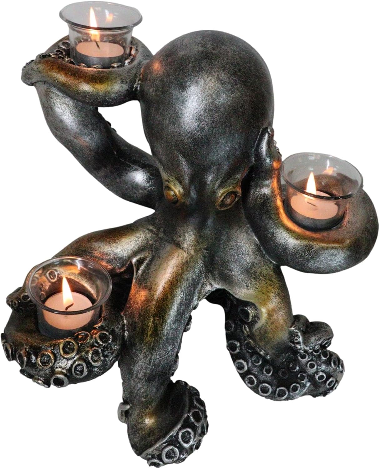 Ebros Rustic Holiday Octopus Candle Holder Statue 125 H