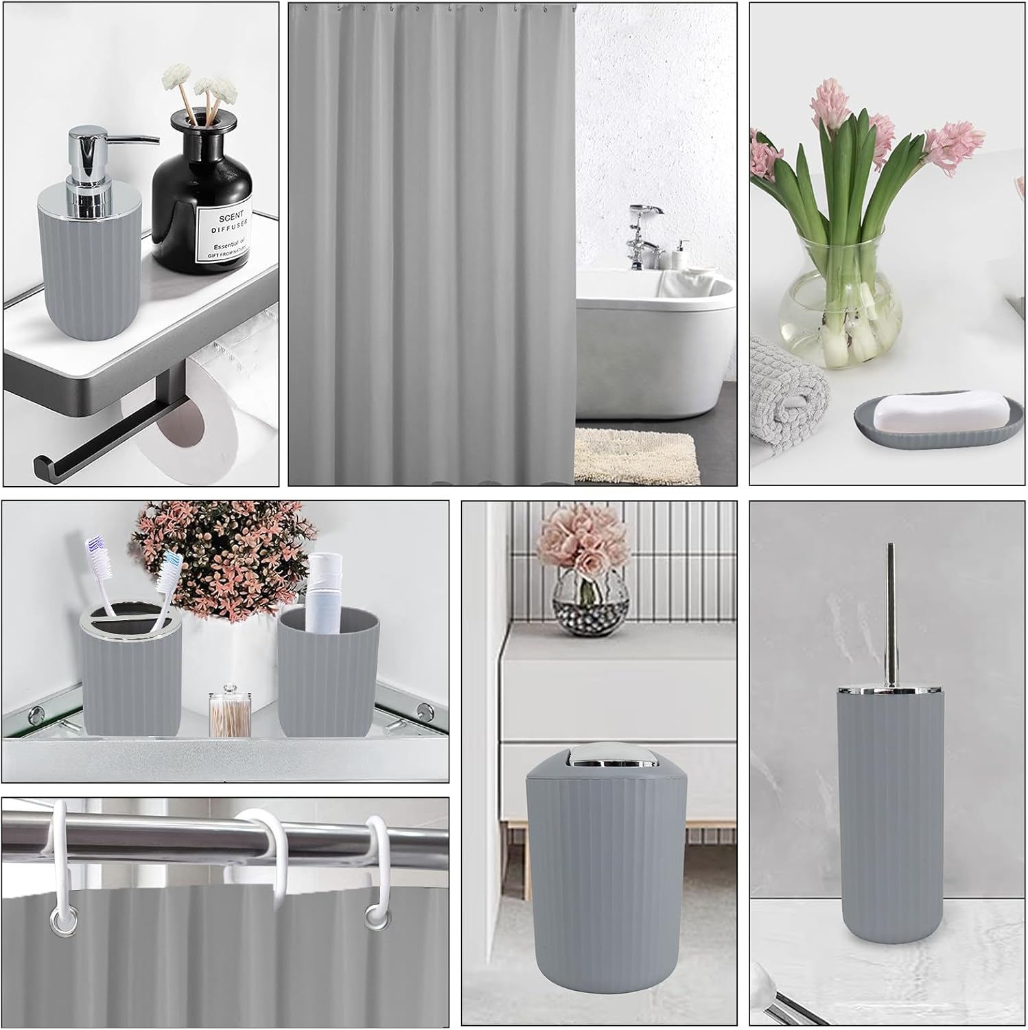 Grey Bathroom Accessories Set