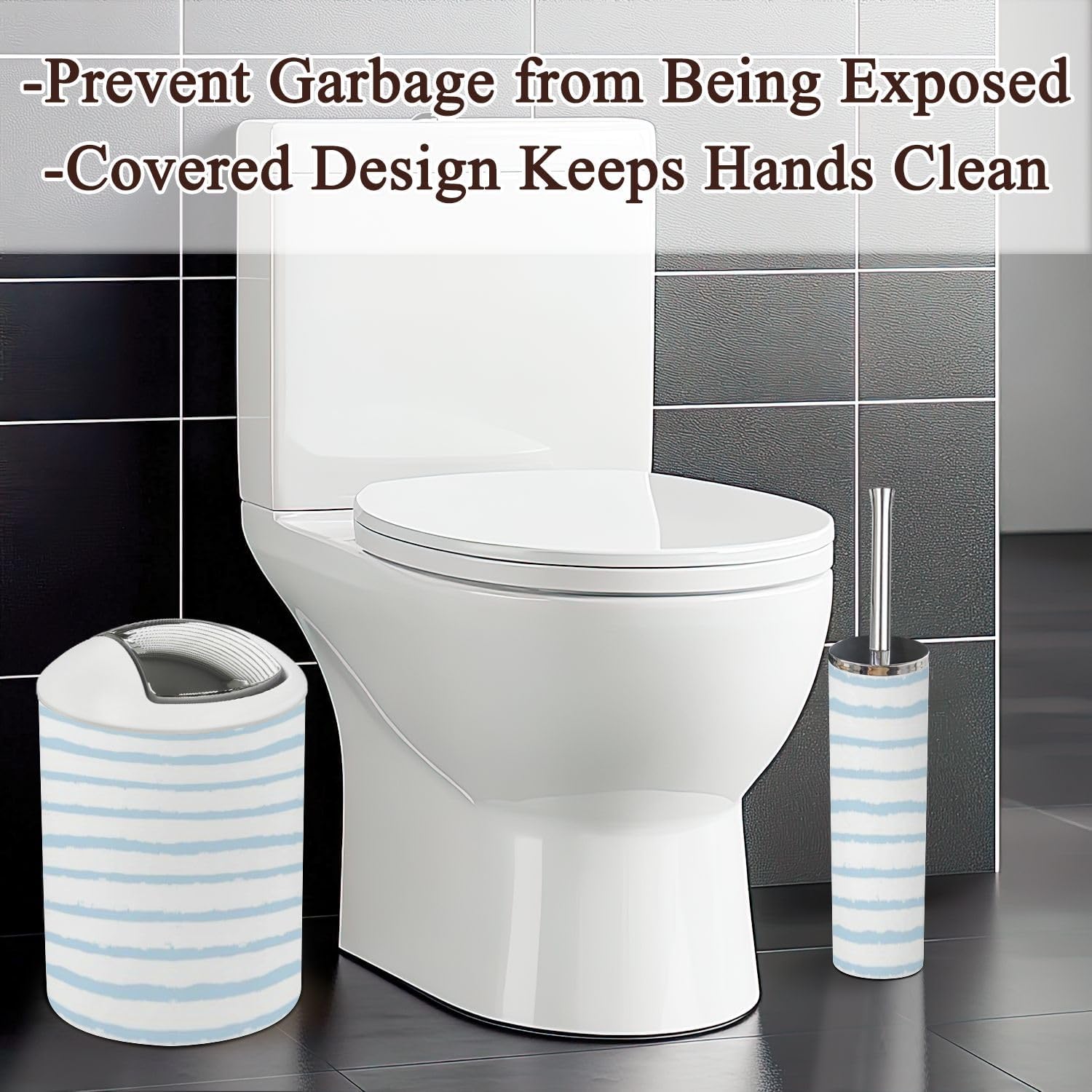 6-Piece Summer Blue Stripes Bathroom Set